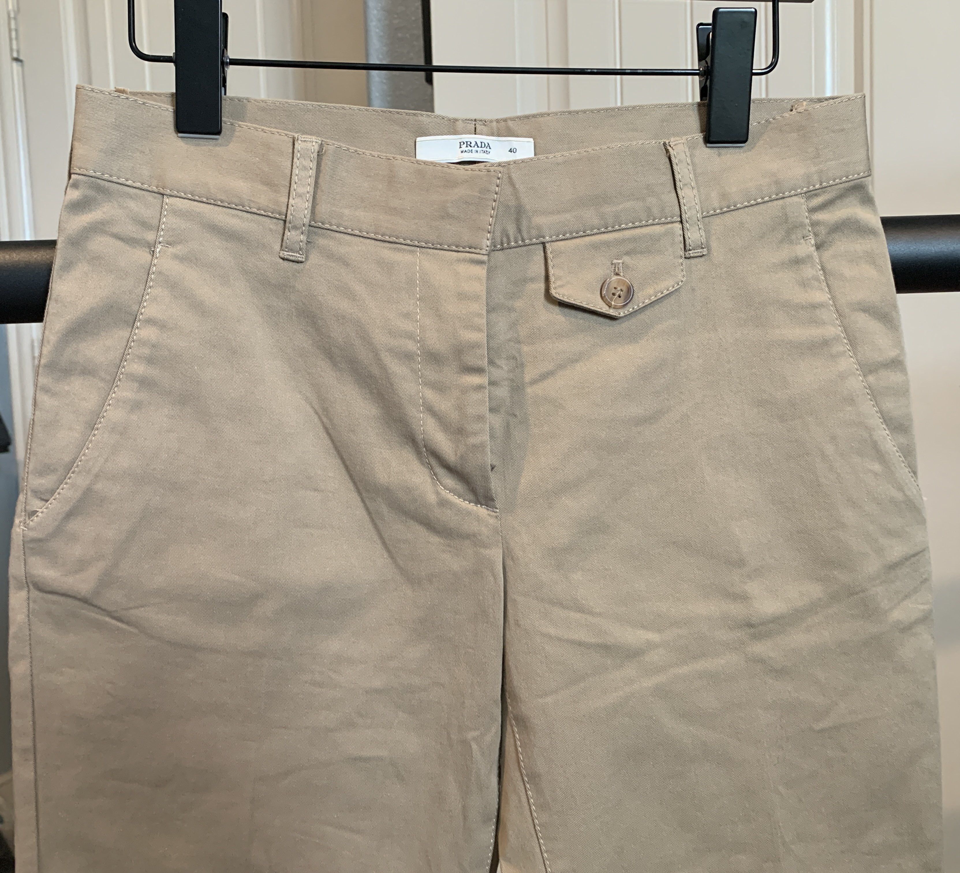 Prada Khaki Cotton Twill Patch Coin Pocket Capri Trousers Size 27" / US 4 / IT 40 - 7 Thumbnail