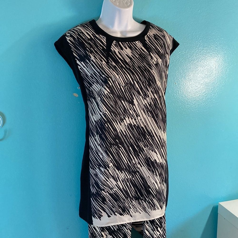 Sportmax Max Mara Sportmax Women’s Size 10 Black White Scribble Print Size L / US 10 / IT 46 - 9 Thumbnail