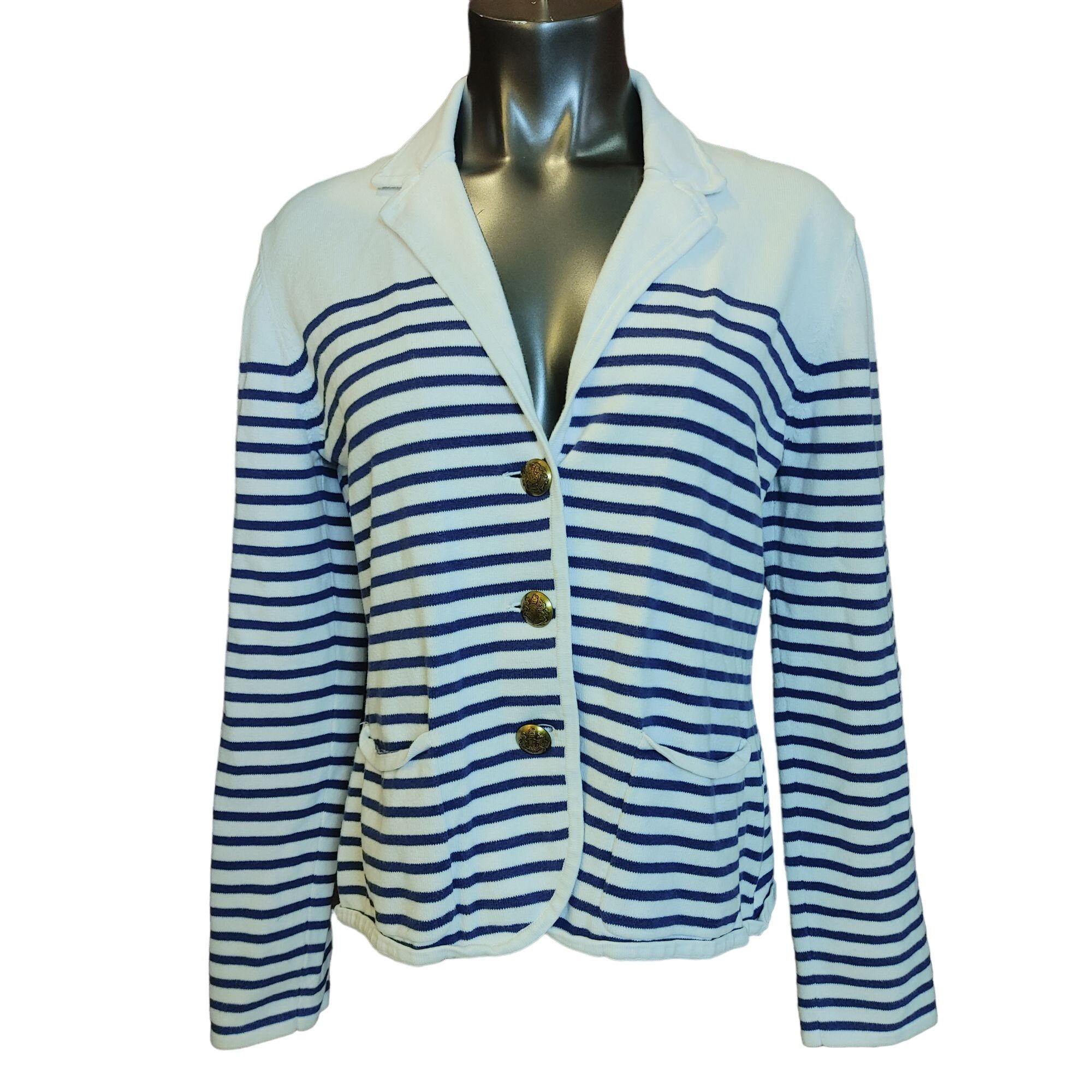 Lauren Ralph Lauren Ralph Lauren Women's White & Blue Striped Button Down Long S Size XL / US 12-14 / IT 48-50 - 1 Thumbnail