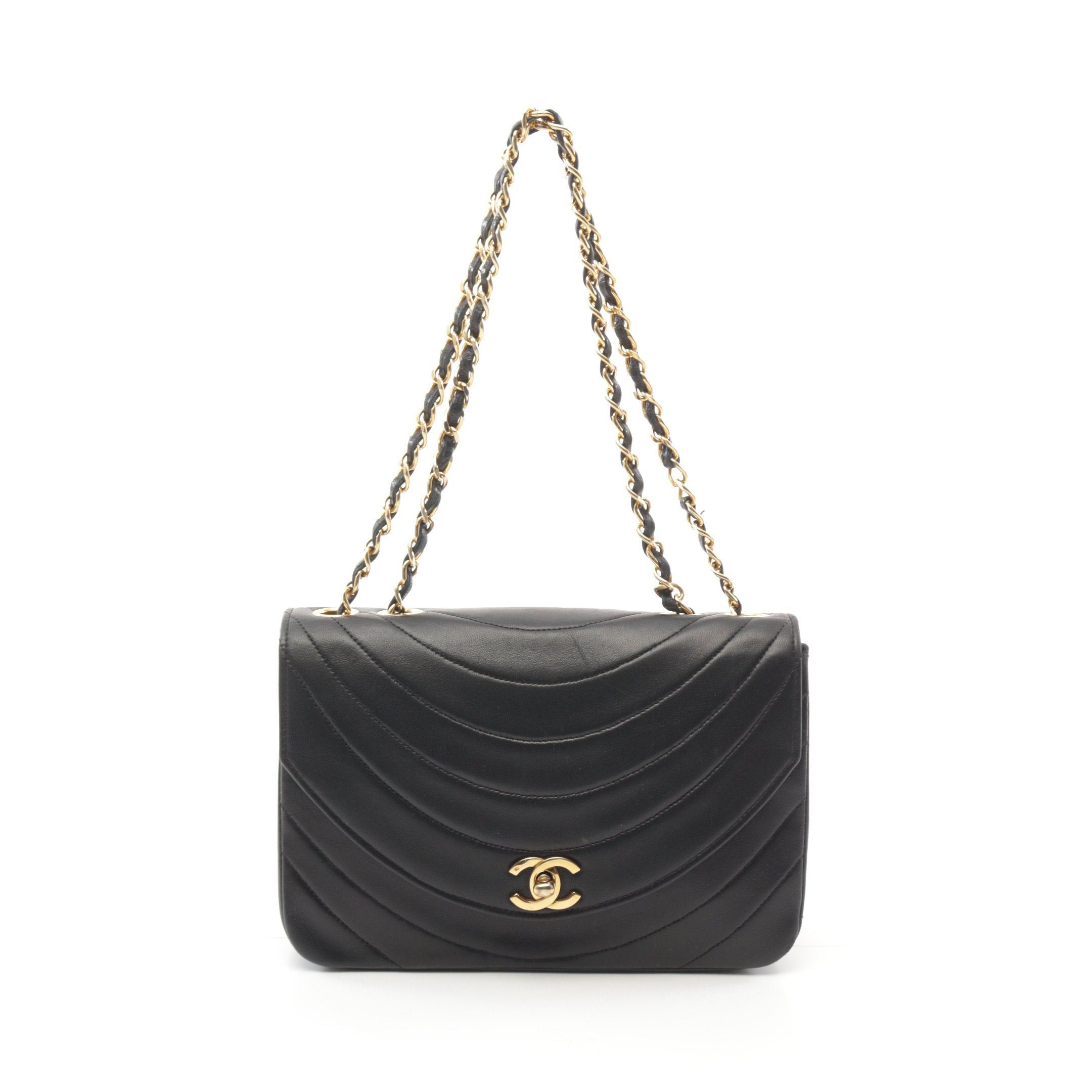 Chanel Chanel Mademoiselle Double Chain Shoulder Bag Lambskin Black Gold Hardware Size ONE SIZE - 1 Thumbnail