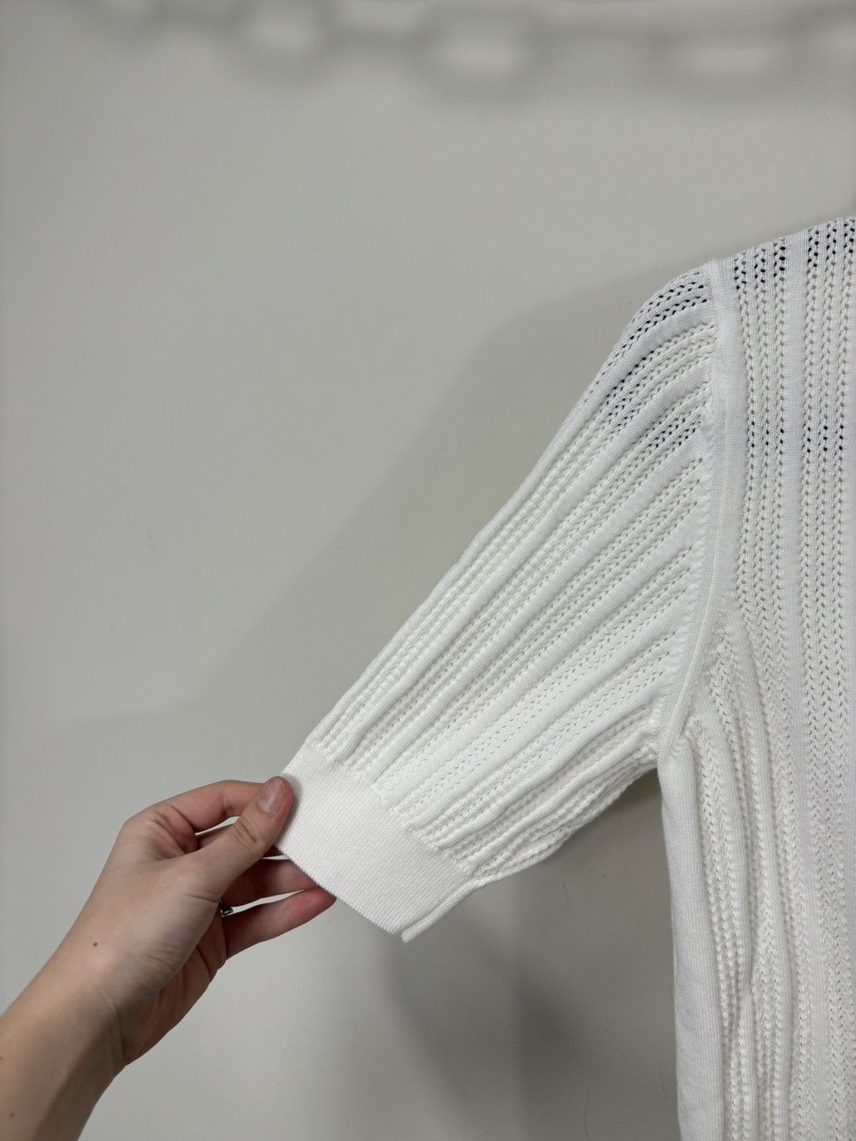 Gran Sasso Gran Sasso 1952 White Knitted V-Neck Short Sleeve Sweater Size L / US 10 / IT 46 - 5 Thumbnail