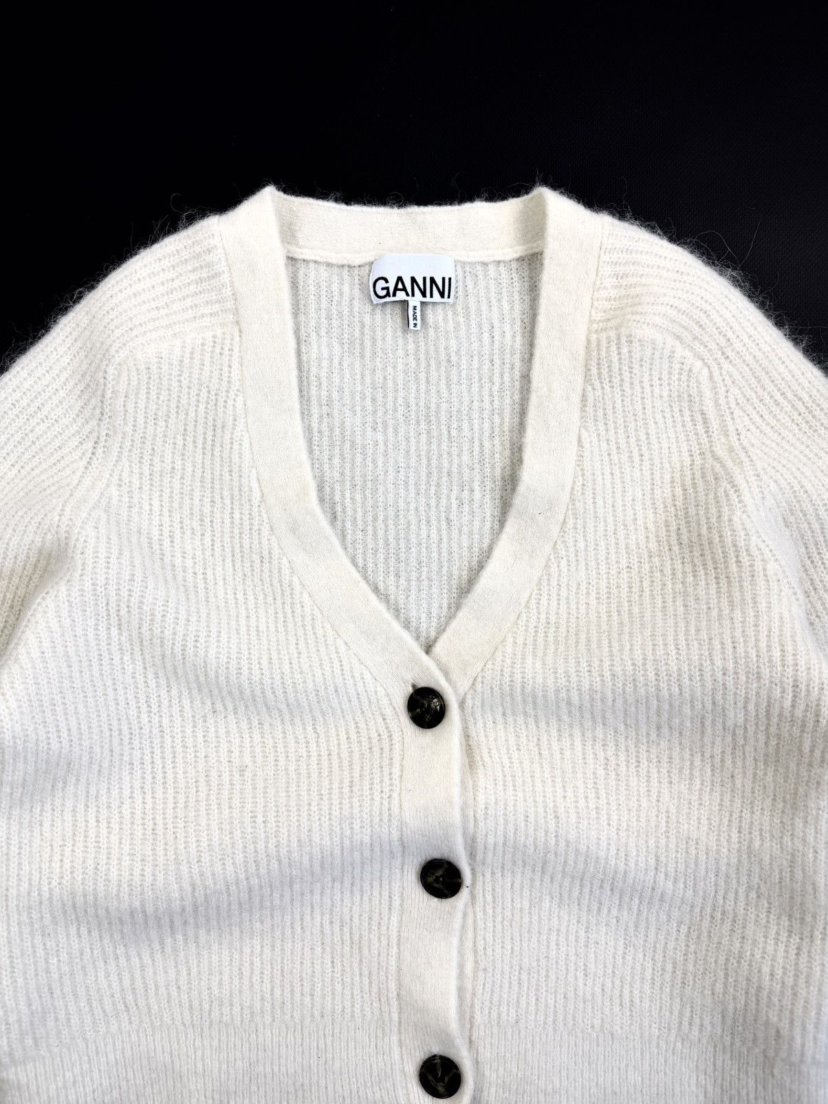 Ganni GANNI Alpaca Wool Knit Cardigan Cream Sweater Designer Size S / US 4 / IT 40 - 10 Thumbnail
