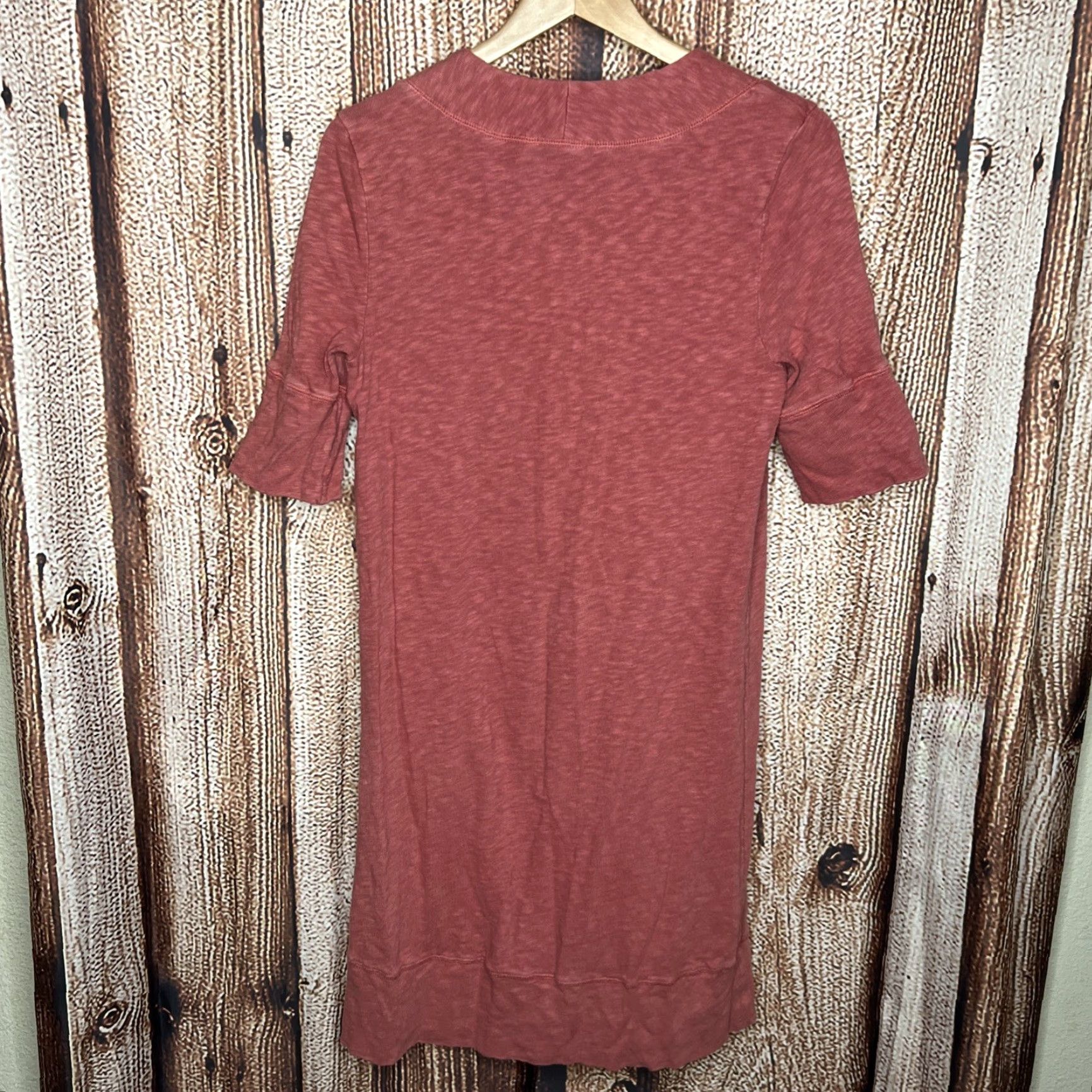 The Territory Ahead Territory Ahead Dress Cotton Knit Short Sleeve Orange M Preppy Shift Womens Knee Length 90s/Preppy Style Size 32" / US 10 / IT 46 - 3 Thumbnail