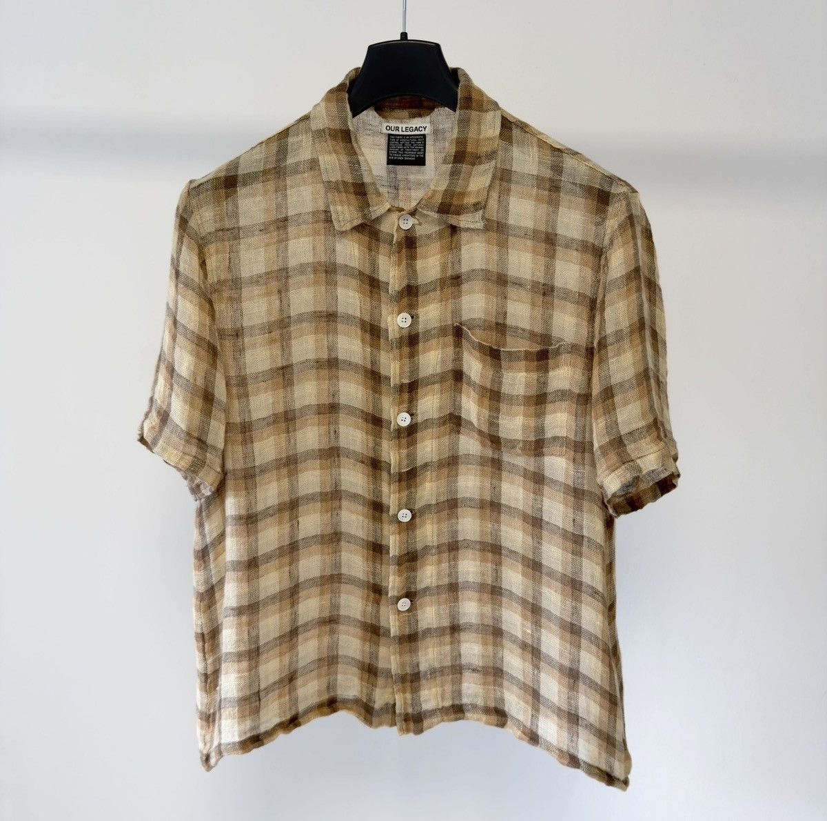 ‘Raw Net Brown Yellow Check’ Linen Box Shirt