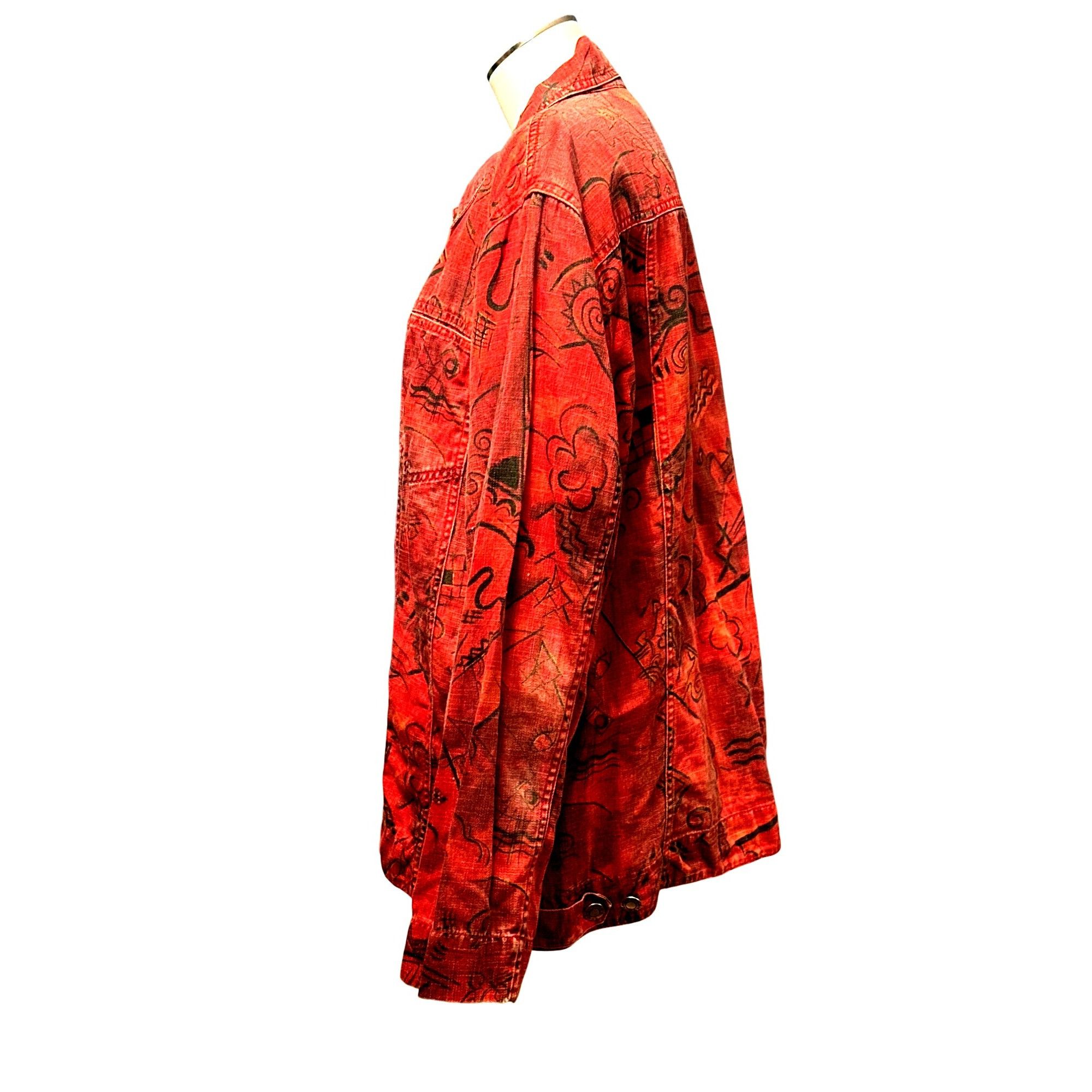 Chicos Chicos Design Vintage Bold Red Fabric Abstract Black Tribal Size XL / US 12-14 / IT 48-50 - 2 Thumbnail