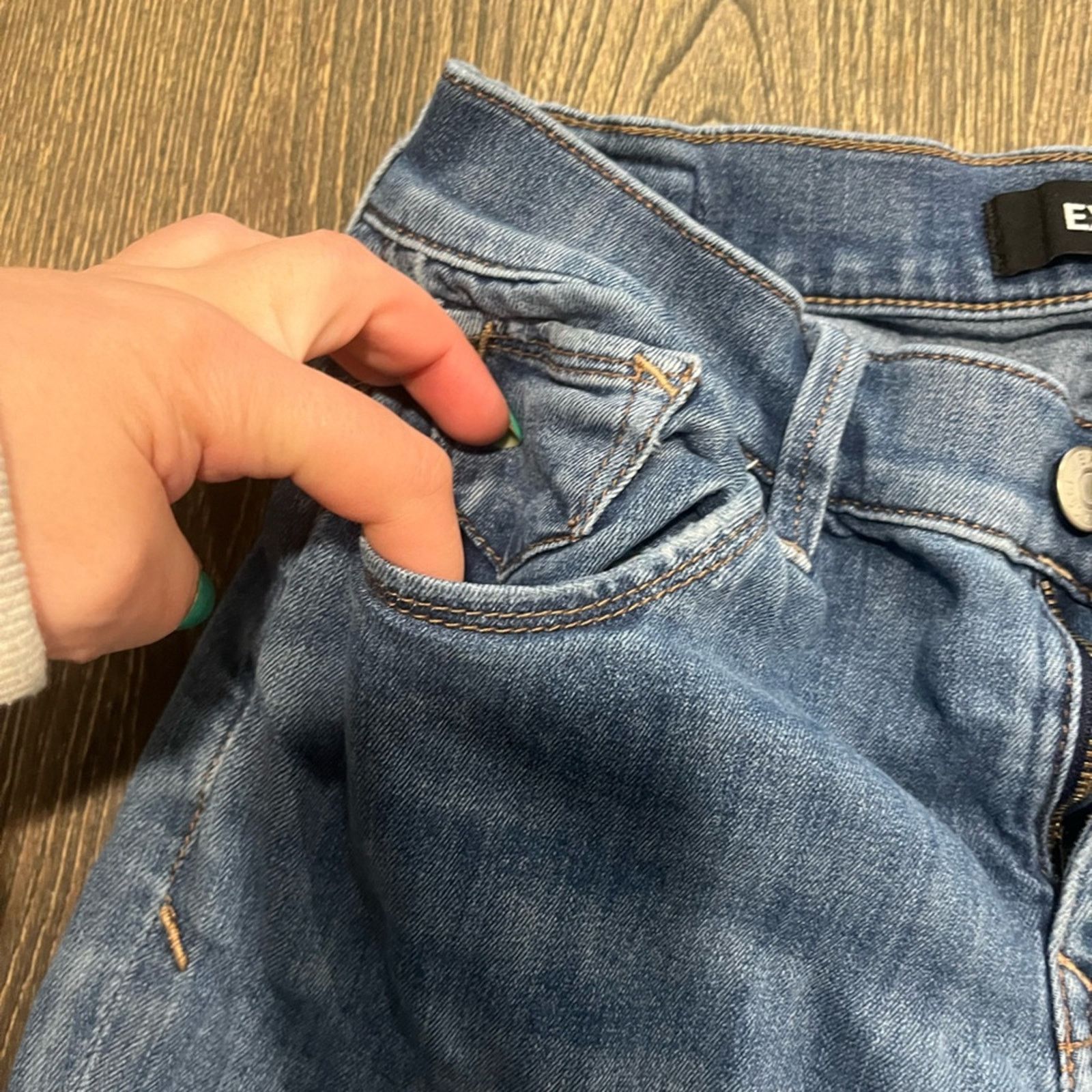 Express Express Legging Jeans Mid-Rise Distressed Stretch Blue Sz 2L Size 26" / US 2 / IT 38 - 5 Thumbnail