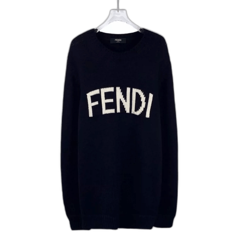 Fendi Fendi Black Logo Knit Long Sleeve Sweater Size US L / EU 52-54 / 3 - 1 Thumbnail