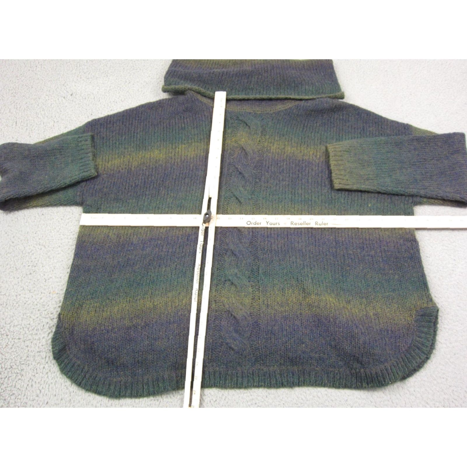 Vintage Sisters Sweater Womens 4X Plus Purple Green Turtleneck Alpaca Wool Stripe Pullover Knit Size XXL / US 16-18 / IT 52-54 - 4 Thumbnail