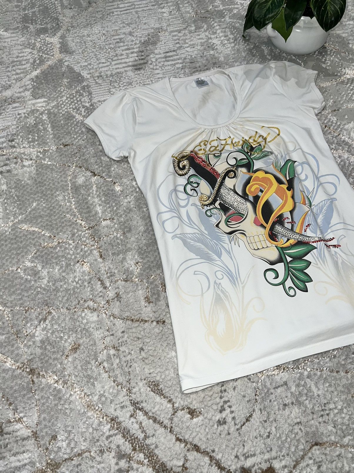 Ed Hardy × Japanese Brand × Vintage ED HARDY BY CHRISTIAN AUDIGIER SKULLS DRIP T-SHIRT Y2K TEE Size US S / EU 44-46 / 1 - 3 Thumbnail