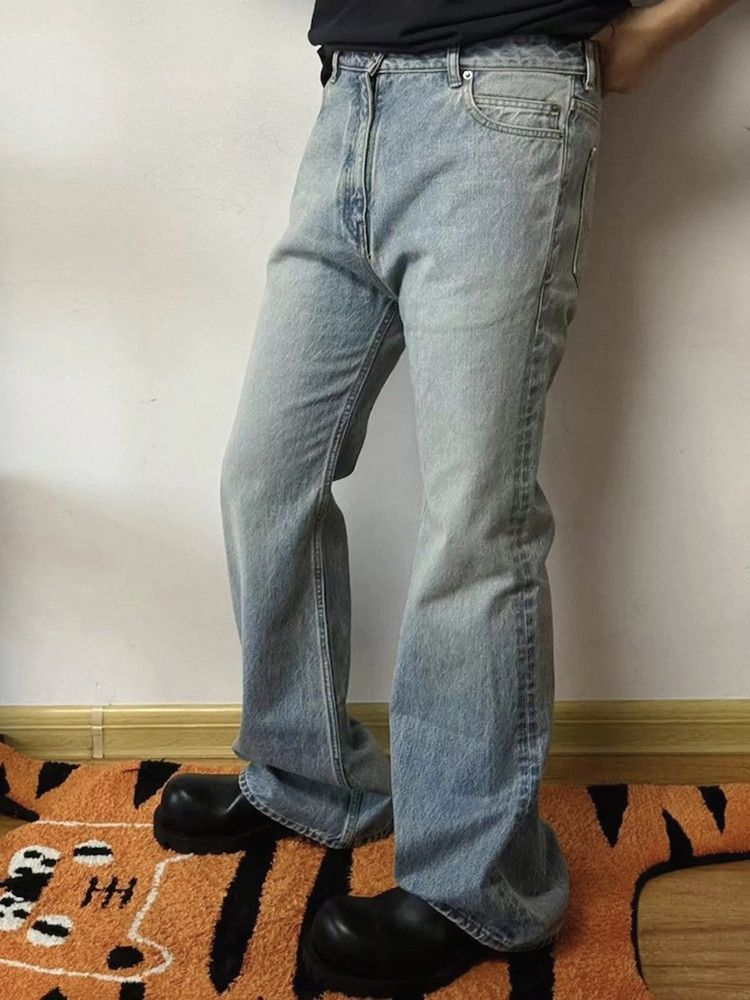 Japanese Brand × Jean Vintage Washed Blue Solid Boot Cut Size US 33 - 2 Thumbnail