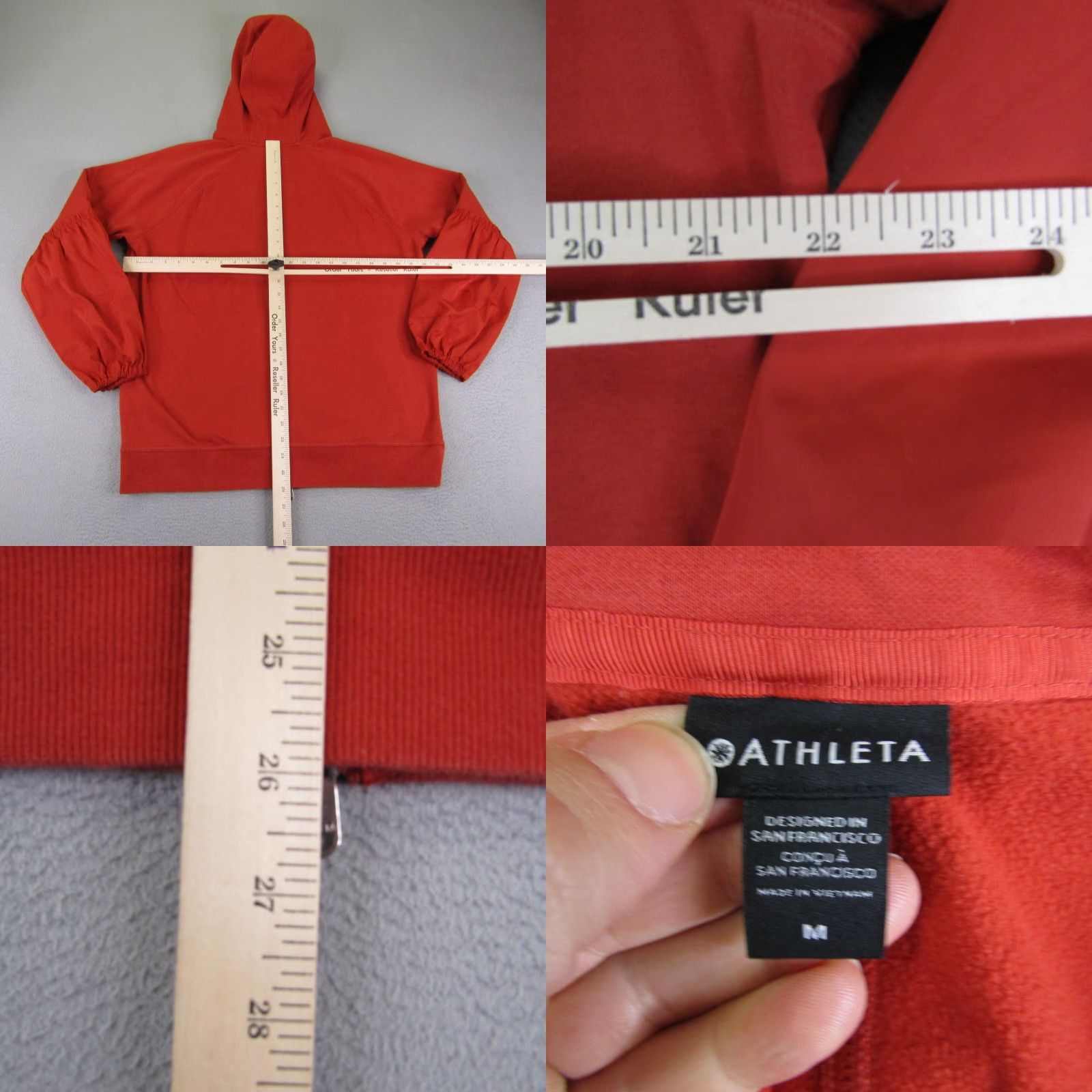 Athleta Athleta Hoodie Womens M Red Zip Up Sweater Jacket - Full Zip Hooded Sweatshirt with Pockets, Outerwear, Outdoor, Sports Size M / US 6-8 / IT 42-44 - 8 Thumbnail