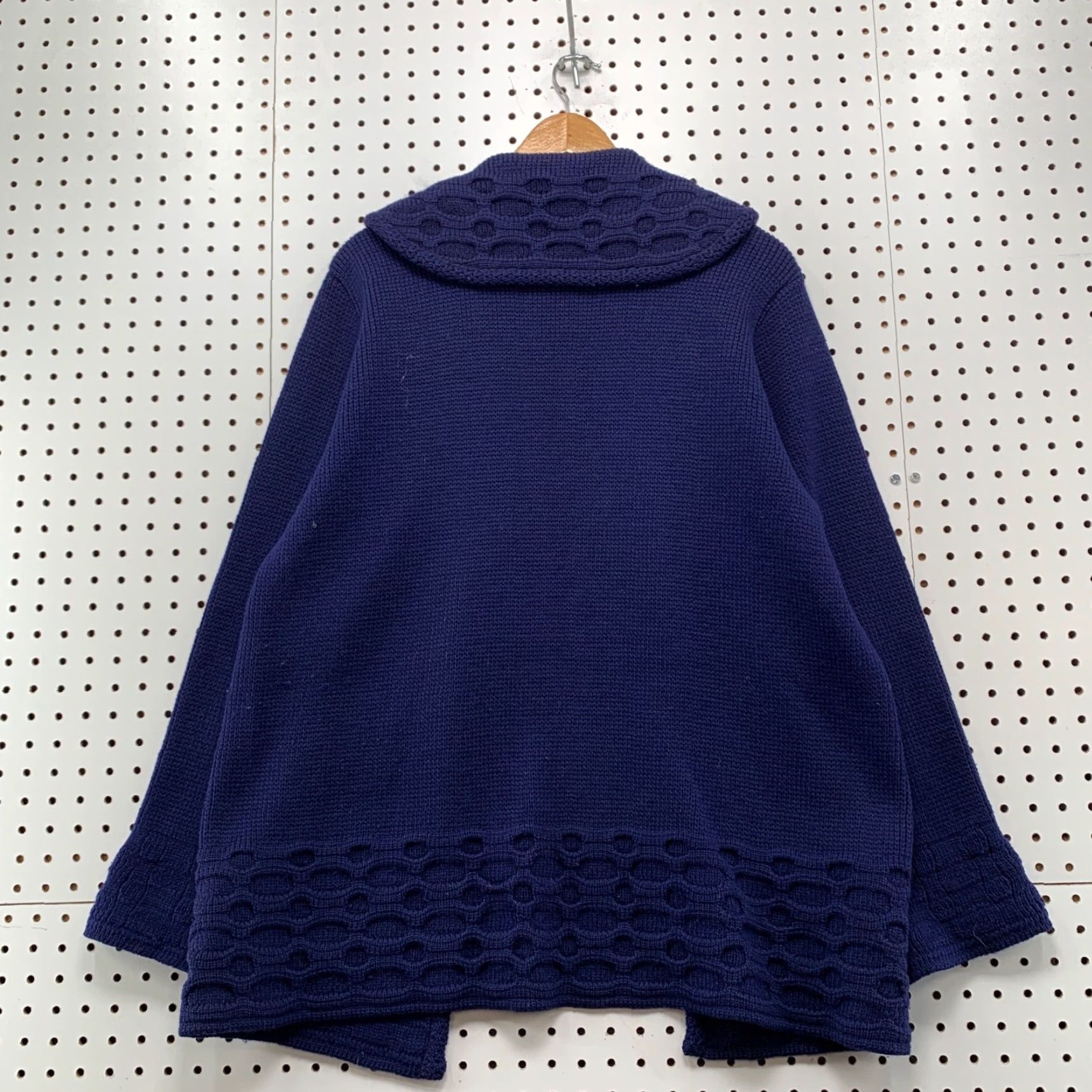 Vintage VINTAGE Le Roy Cardigan Sweater Womens Large Blue 100% Wool Chunky-Knit Long Sleeve Open Size L / US 10 / IT 46 - 5 Thumbnail
