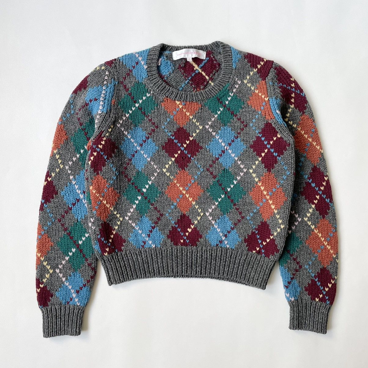 Multicoloured Heart Argyle Patterned Sweater