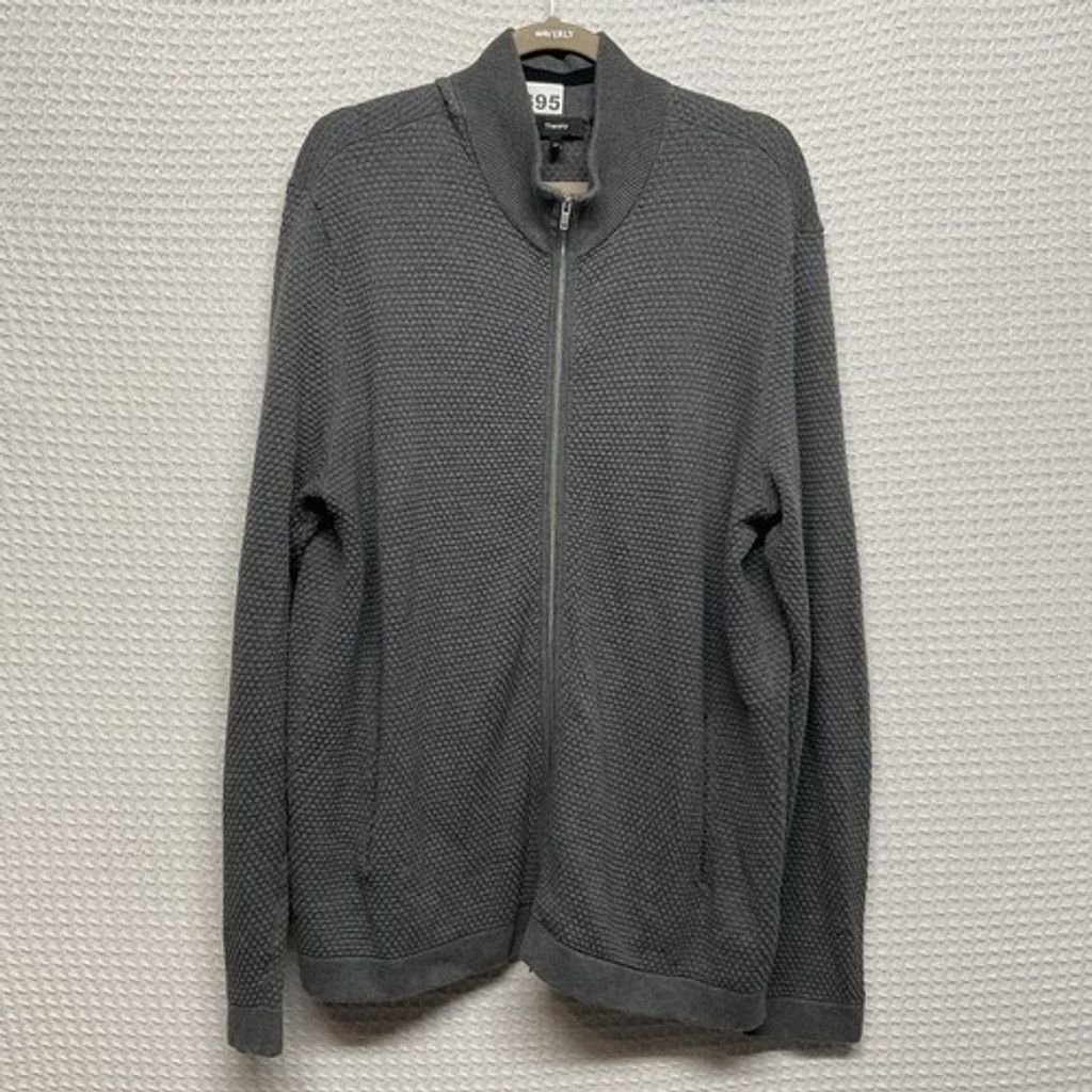 Theory Theory Gray Waverly Waffle Textured Full Zip Cardigan Men2XL Size US XXL / EU 58 / 5 - 1 Thumbnail
