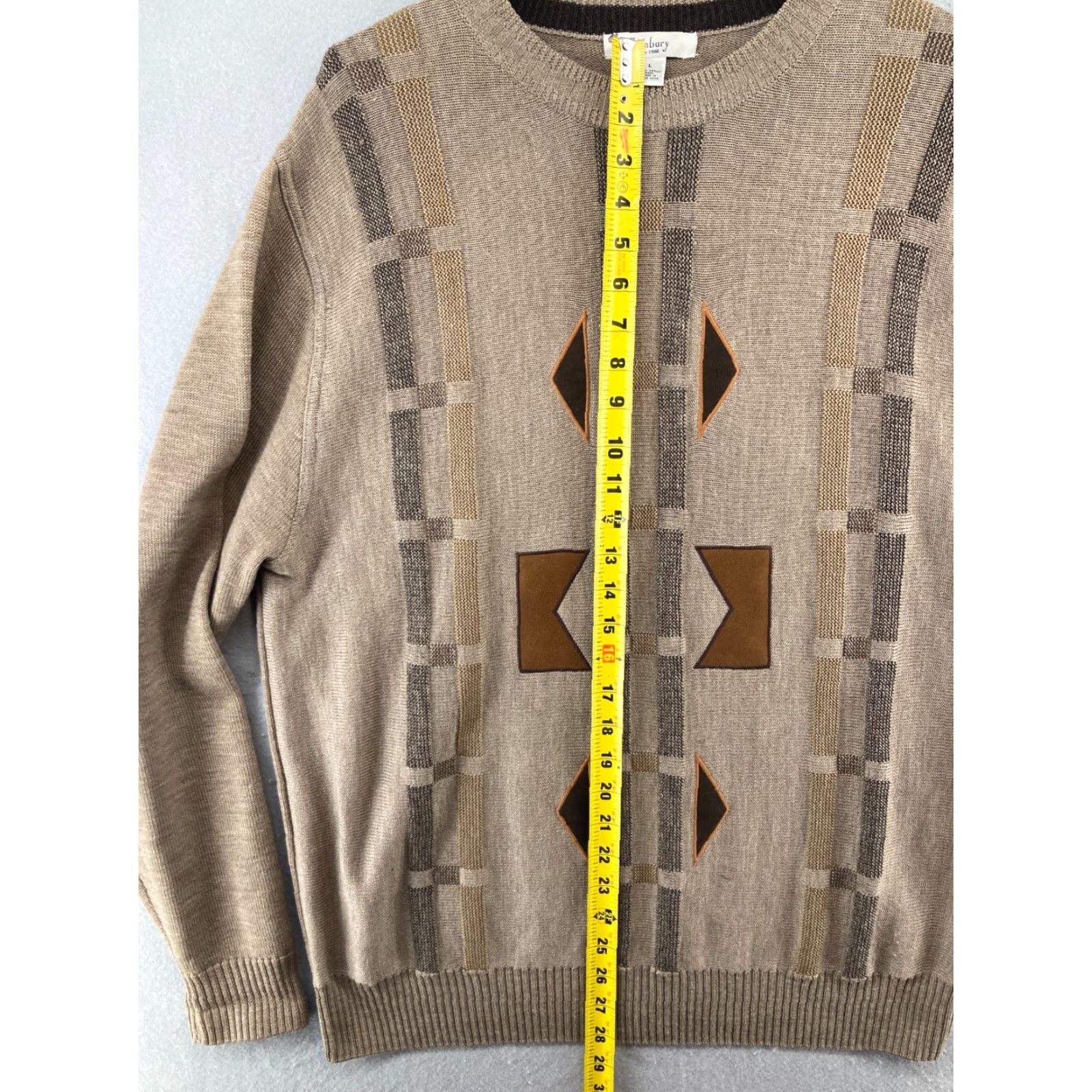 Vintage VINTAGE Turnbury Wool Sweater Large Brown Geometric Pullover Dad Casual Mens Size US L / EU 52-54 / 3 - 3 Thumbnail