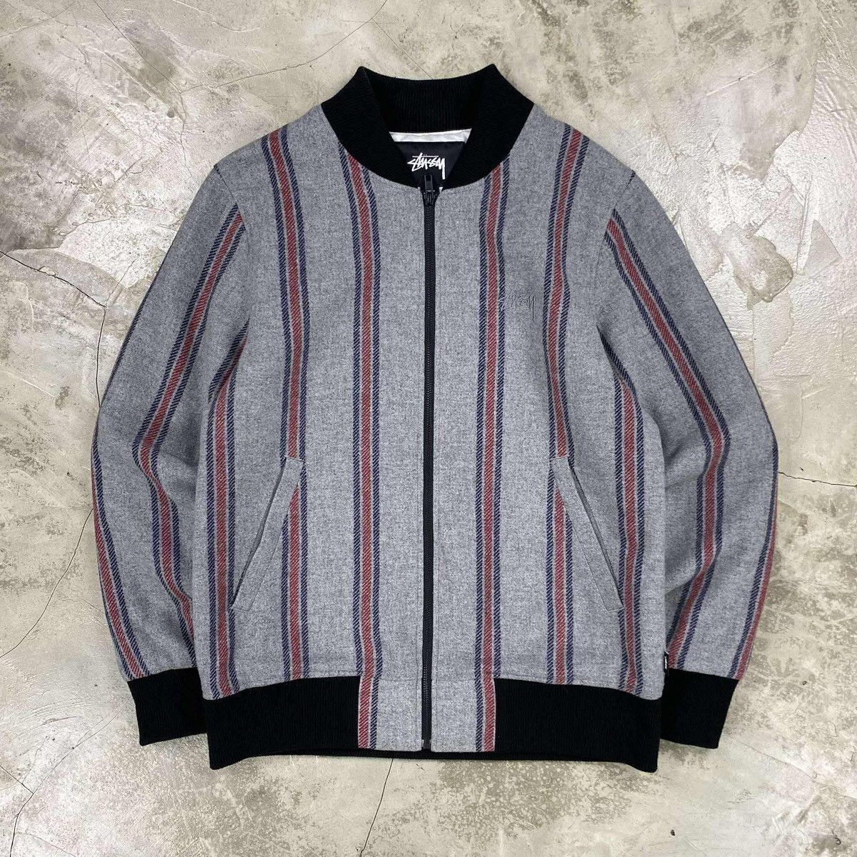 Stussy Stripe Bomber Jacket | Grailed