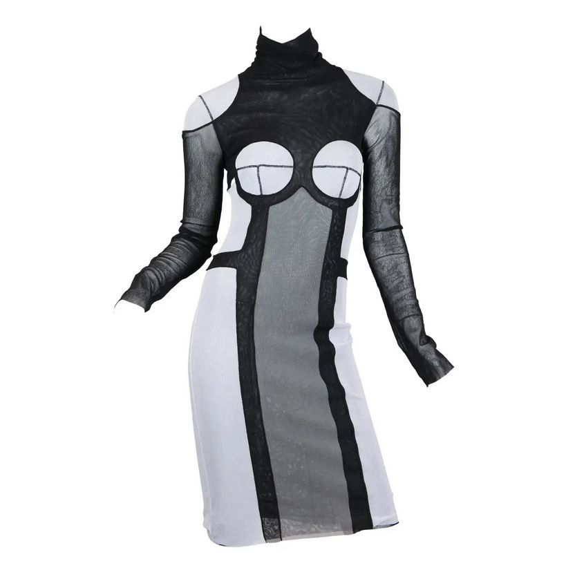 knee length dresses for ladies SOLD Jean Paul Gaultier Maille Coral & Brown Sheer Mesh Tie Tube Dress –  Palm Beach Vintage main image 0