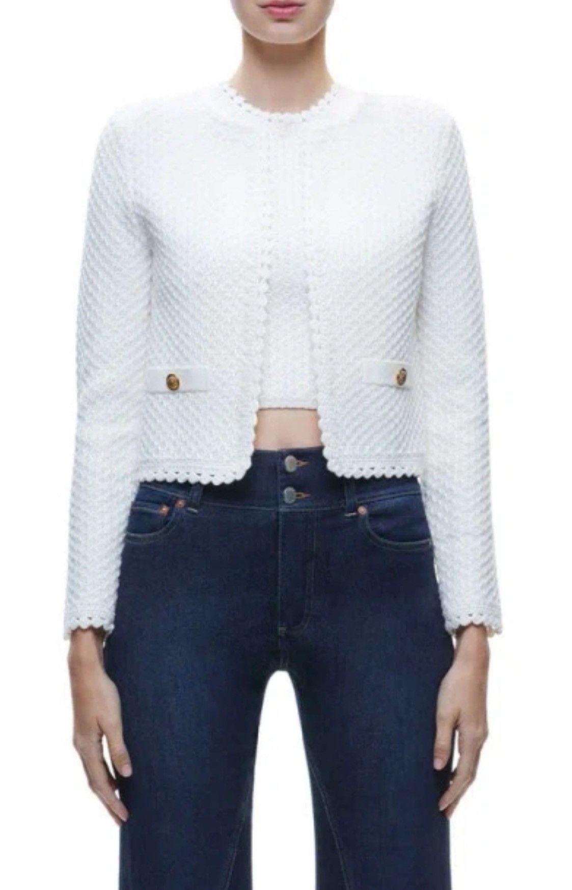 Alice + Olivia Alice and Olivia Scalloped Knit Jacket size M Size M / US 6-8 / IT 42-44 - 2 Thumbnail