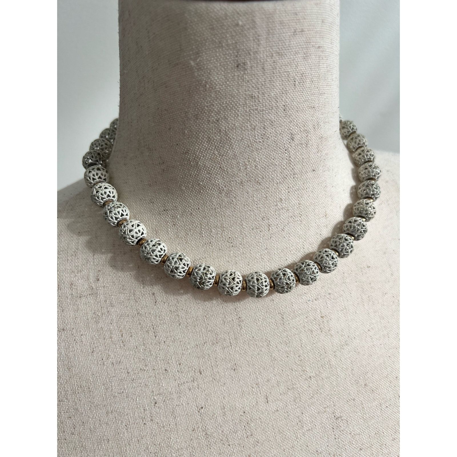 Monet Vintage Monet Silver Mesh Ball Beads Costume Necklace Size ONE SIZE - 2 Thumbnail