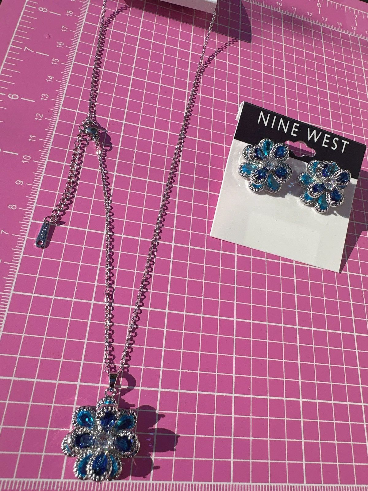 Nine West Nine West 925 sterling silver necklace earrings Set crystal Size ONE SIZE - 8 Thumbnail