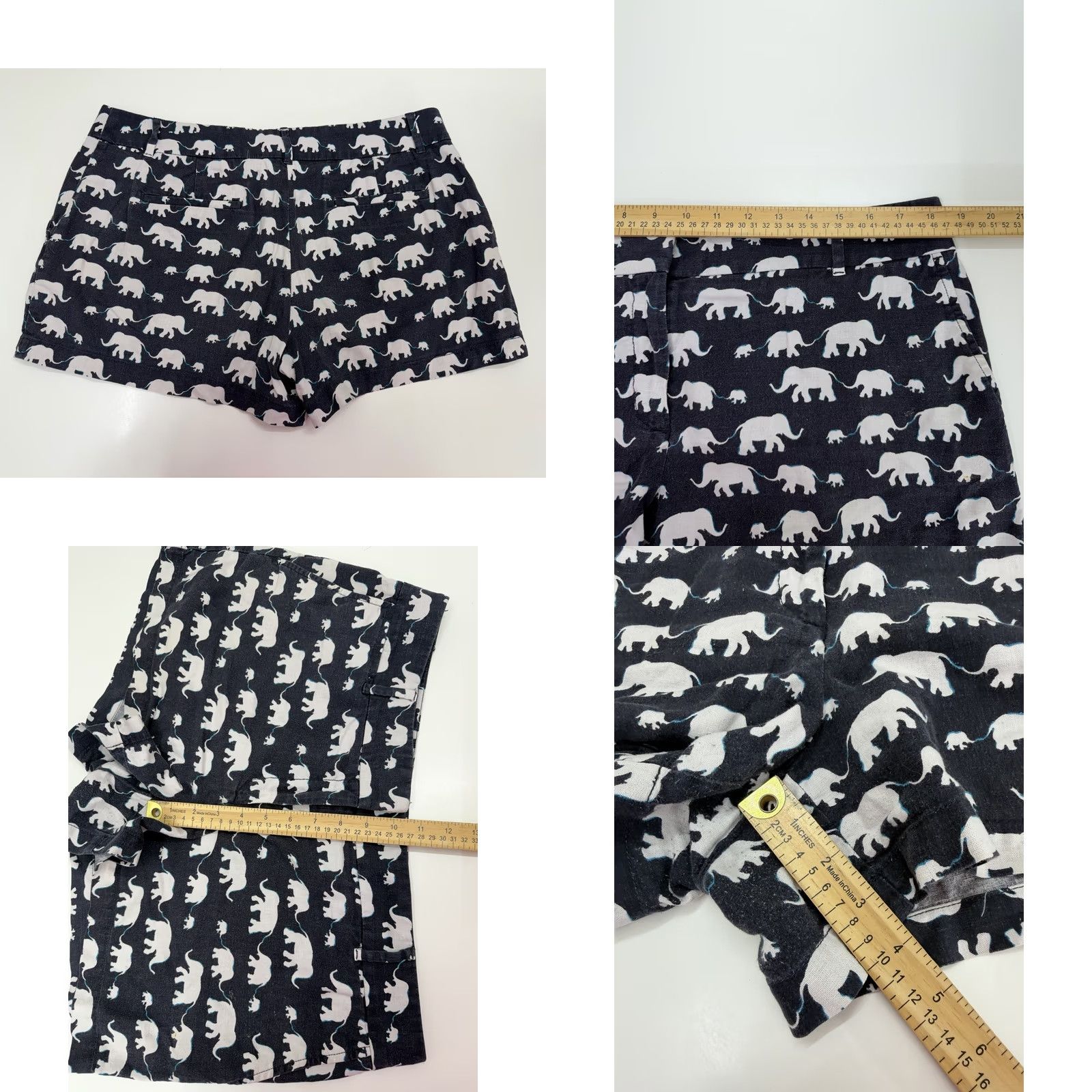 Ann Taylor Ann Taylor Loft Womens Shorts Size 12 Navy Blue Elephant Chino Linen Size 34" / US 12 / IT 48 - 8 Thumbnail