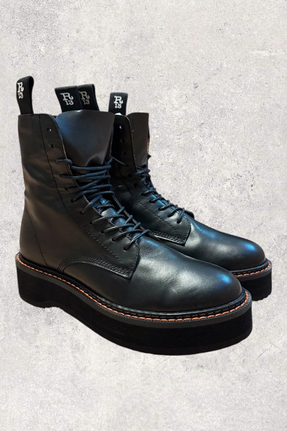 R13 R13 black stack boots 40 women made in italy shoes Size US 10 / IT 40 - 1 Thumbnail