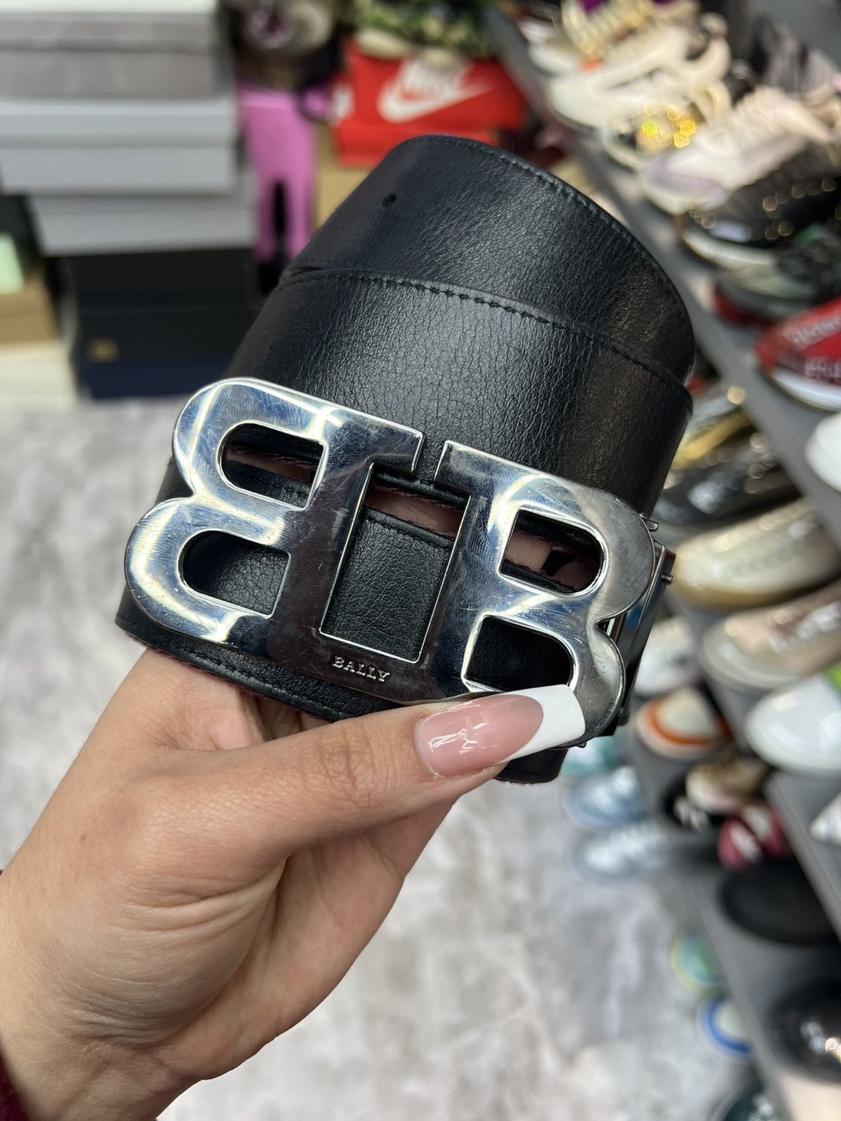 Bally Bally Mirror B Buckle Reversible Belt Size 36 - 1 Thumbnail