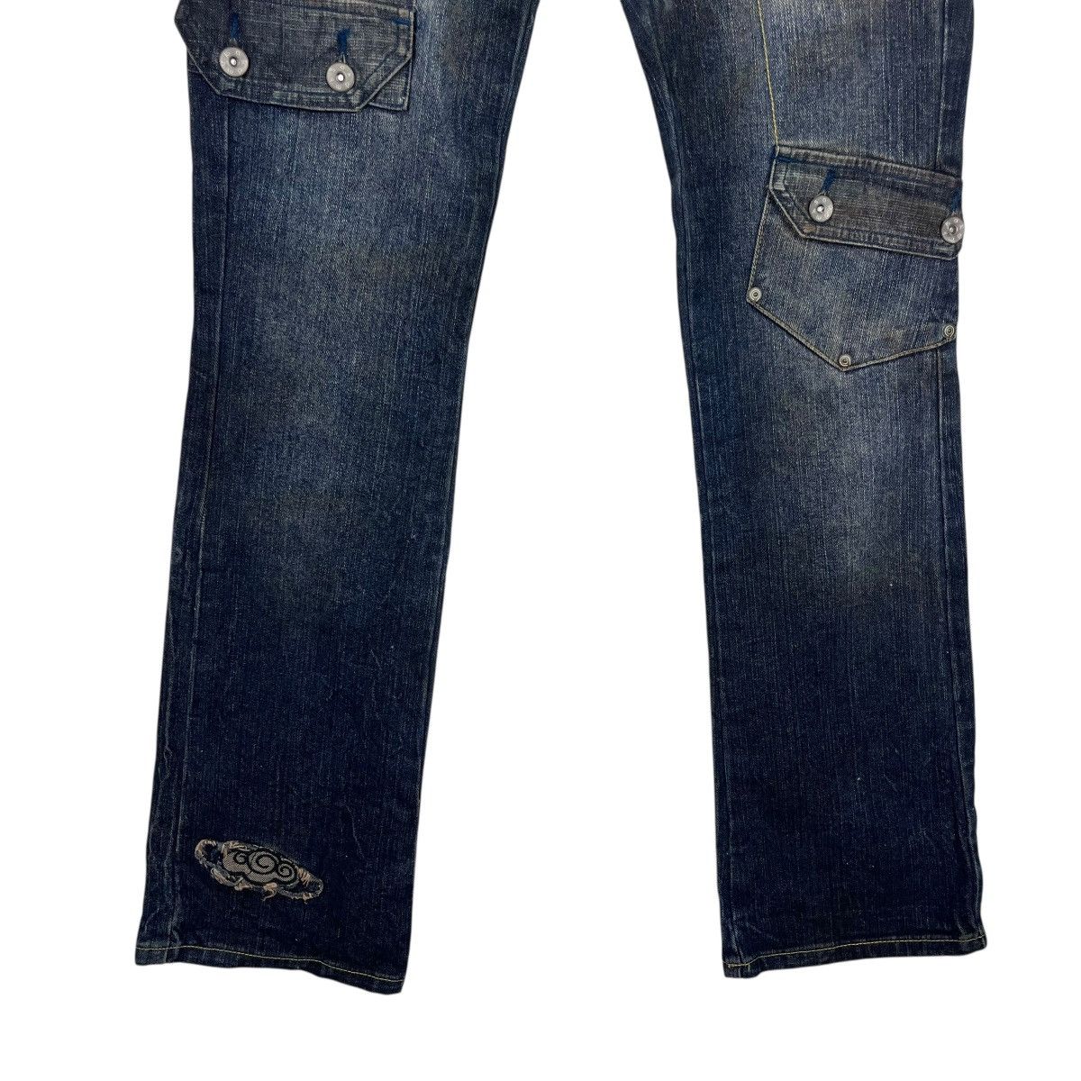 Japanese Brand Vintage Akdmks Tactical Rare Design Flare Denim Jeans Size 29" - 4 Thumbnail