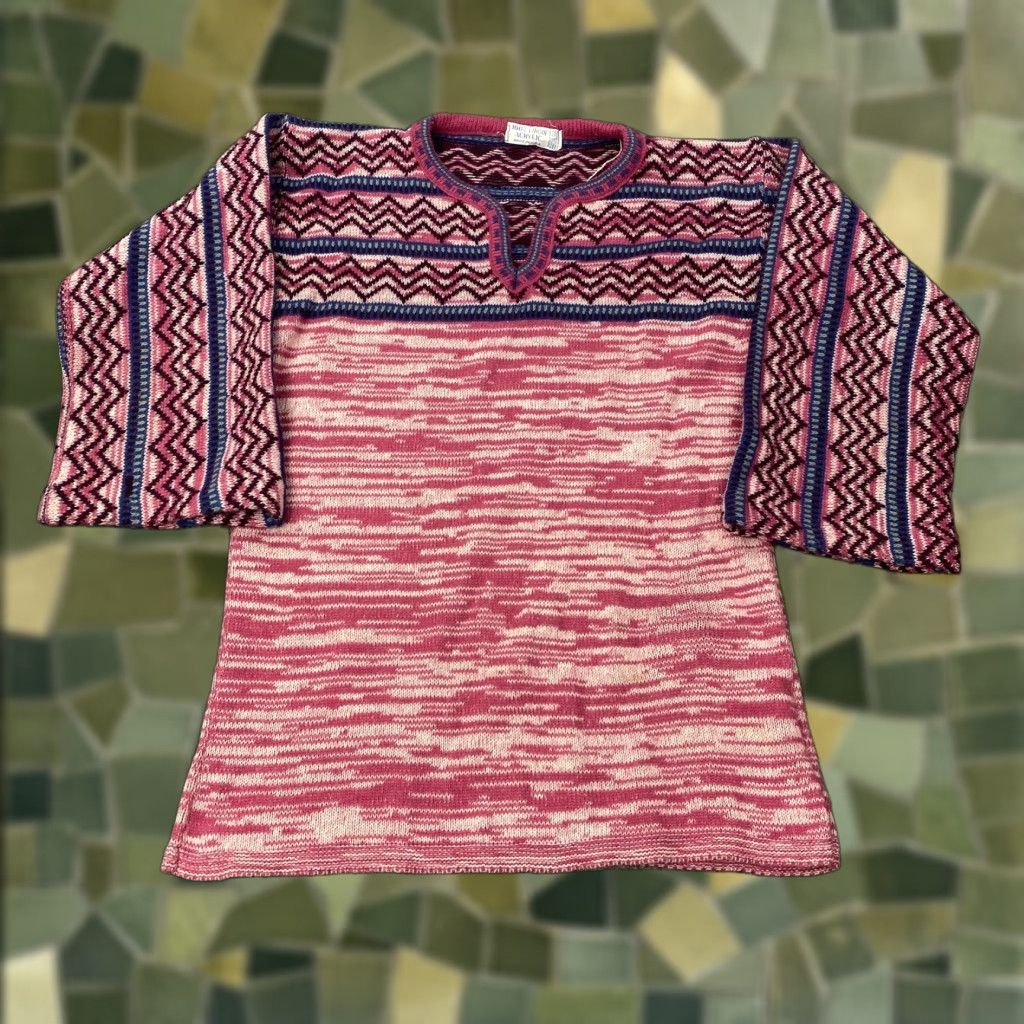 Pinko VINTAGE Pink Geometric Knit Sweater Womens Medium Pullover 80s USA Geometric 100% Acrylic Womens Pullover Size M / US 6-8 / IT 42-44 - 1 Thumbnail