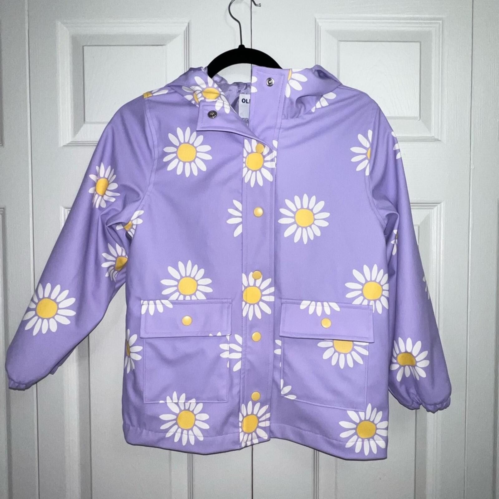 Old Navy Kids Old Navy Daisy Purple Raincoat Large 10/12 Size US XXS / EU 40 - 1 Thumbnail