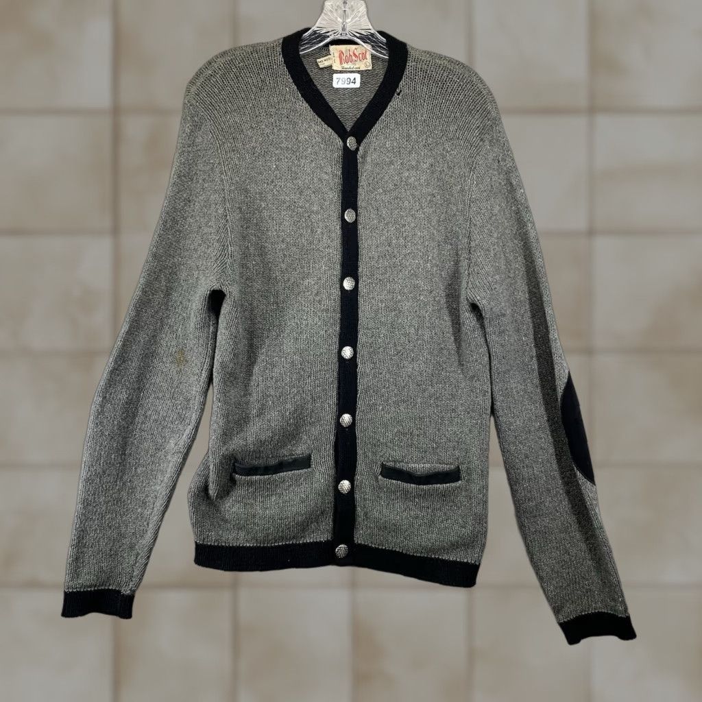 Vintage VINTAGE Rob Scot Men's Sweater Cardigan Wool L Gray Knitted 80s Bohemian Casual Size US L / EU 52-54 / 3 - 1 Thumbnail