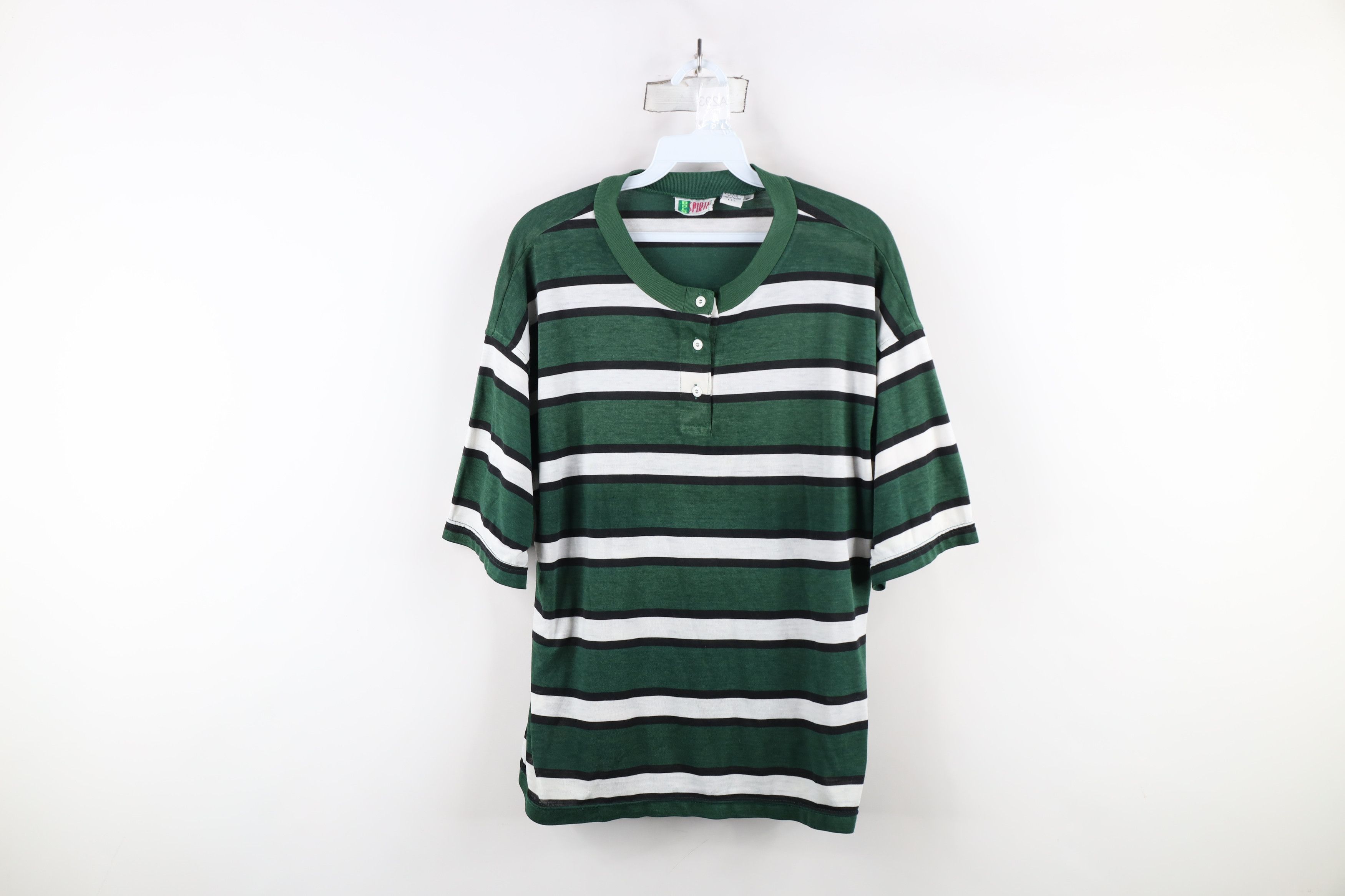 Vintage Vintage 90s Streetwear Faded Soft Striped Henley T-Shirt Size M / US 6-8 / IT 42-44 - 1 Thumbnail