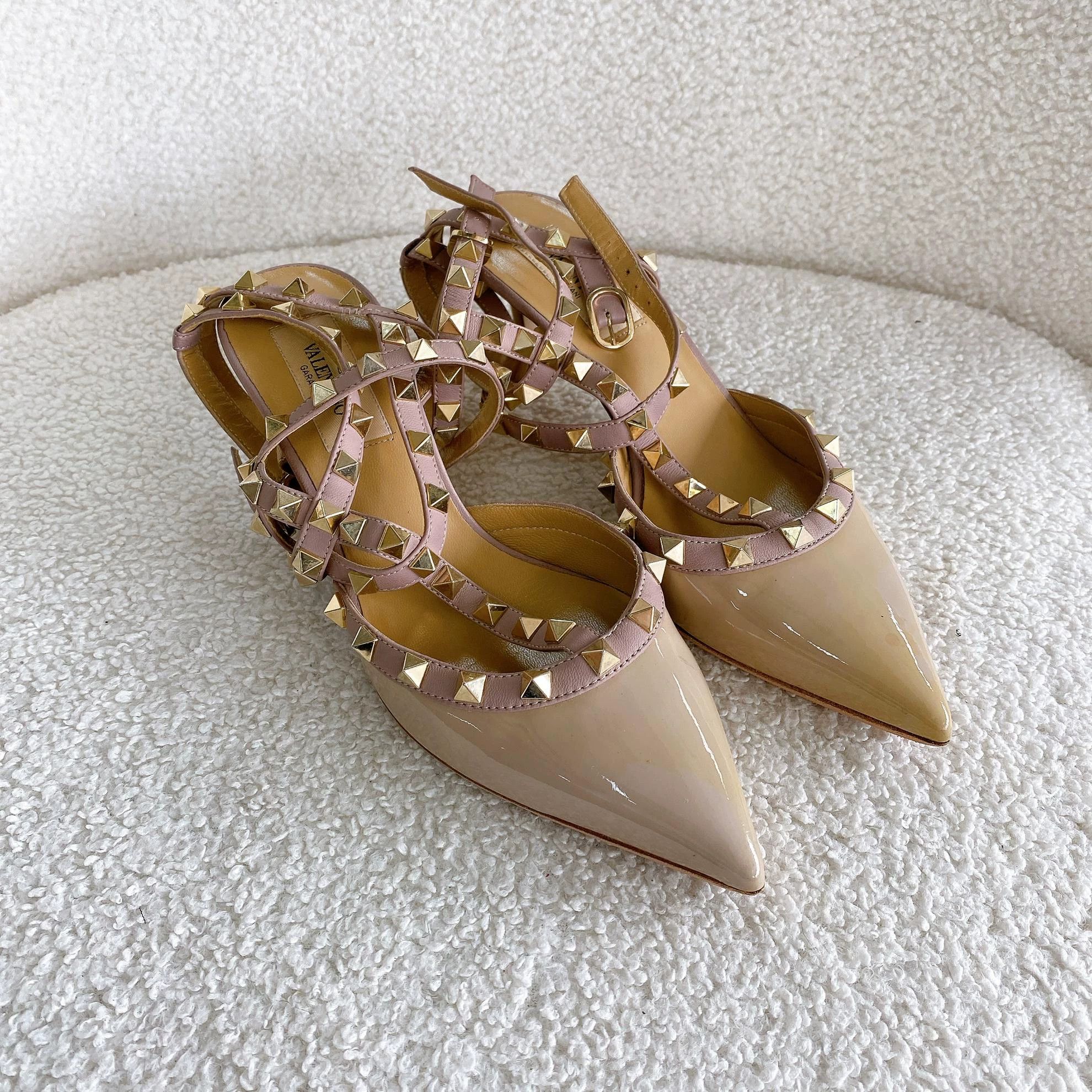 Valentino Valentino Patent Leather Studded Heels 37 (3743) Size US 6.5 / IT 36.5 - 2 Thumbnail