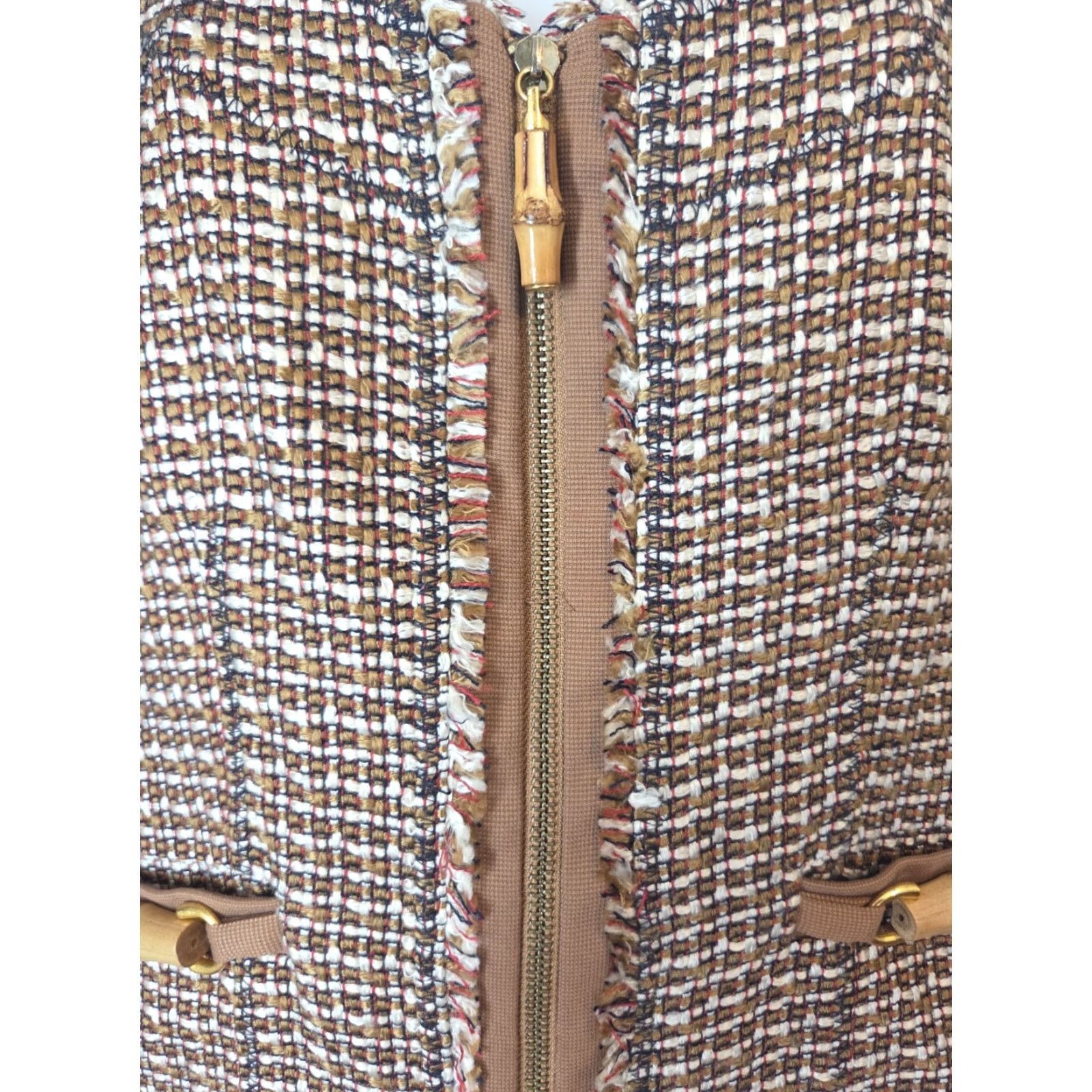 Ellen Tracy Ellen Tracy Blazer Jacket Brown Cream Checkered Tweed Full Zip Wool Regular M Womens Size M / US 6-8 / IT 42-44 - 5 Thumbnail