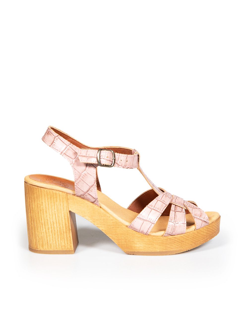 image of Penelope Chilvers Pink Croc Embossed Sandals, Women's (Size 9)
