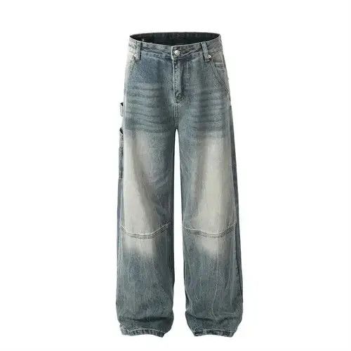 Jean American loose casual washed distressed patchwork work jeans Size US 32 / EU 48 - 8 Thumbnail