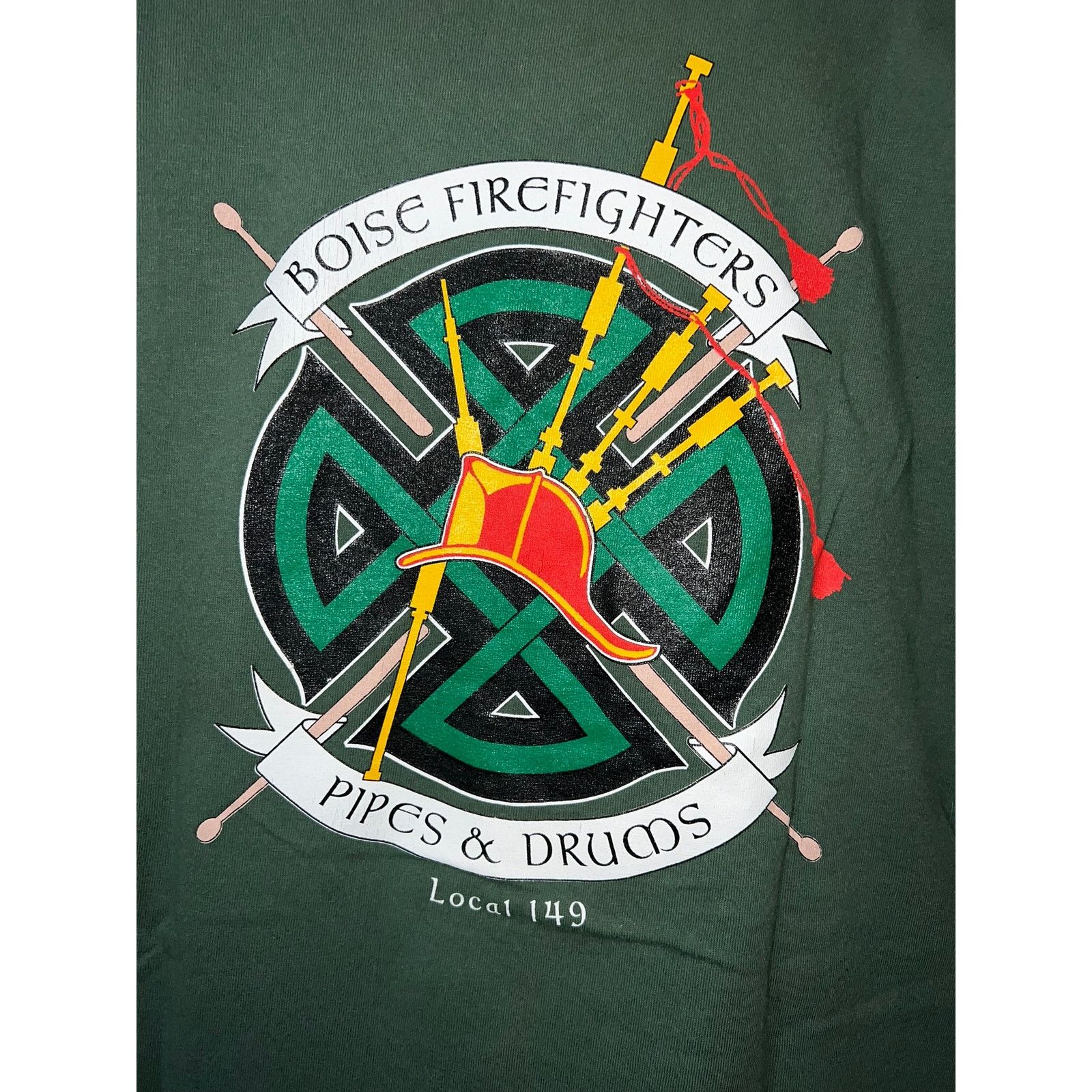 Vintage Boise Firefighters Pipes & Drums Green Fire Fighter Shirt L Size US L / EU 52-54 / 3 - 7 Thumbnail
