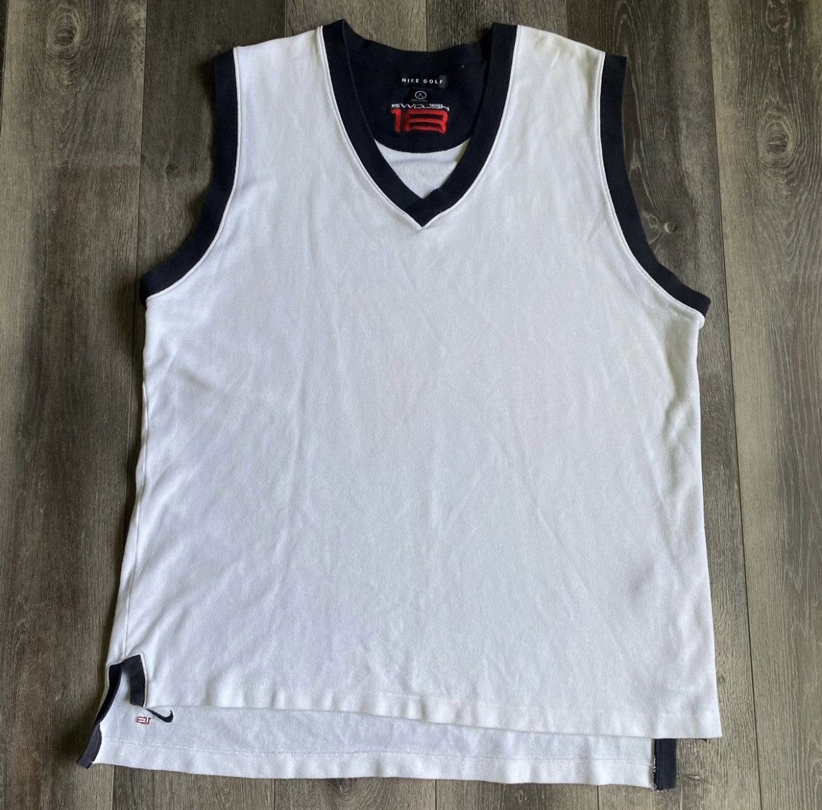 Nike Vintage 90s Nike Golf Swoosh 18 Oversized Sweater Vest Size US L / EU 52-54 / 3 - 1 Thumbnail