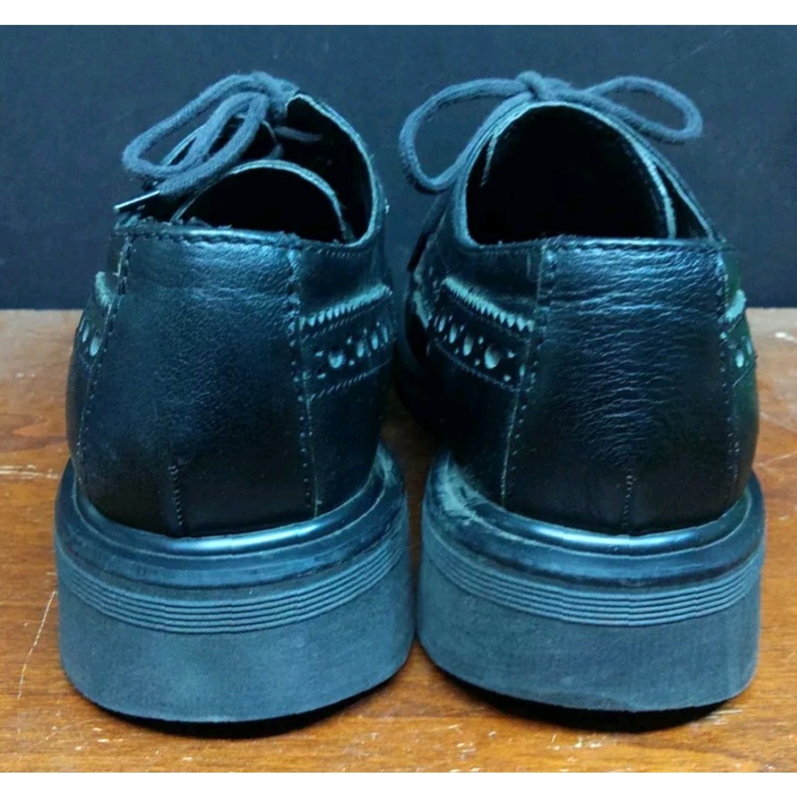Dr. Martens VINTAGE Dr. Martens 9 US 8 UK Black Leather Brogues Dress Shoes Square Toe Lace Up Men 90s VTG Oxfords Chunky Heel Size US 8 / EU 41 - 5 Thumbnail