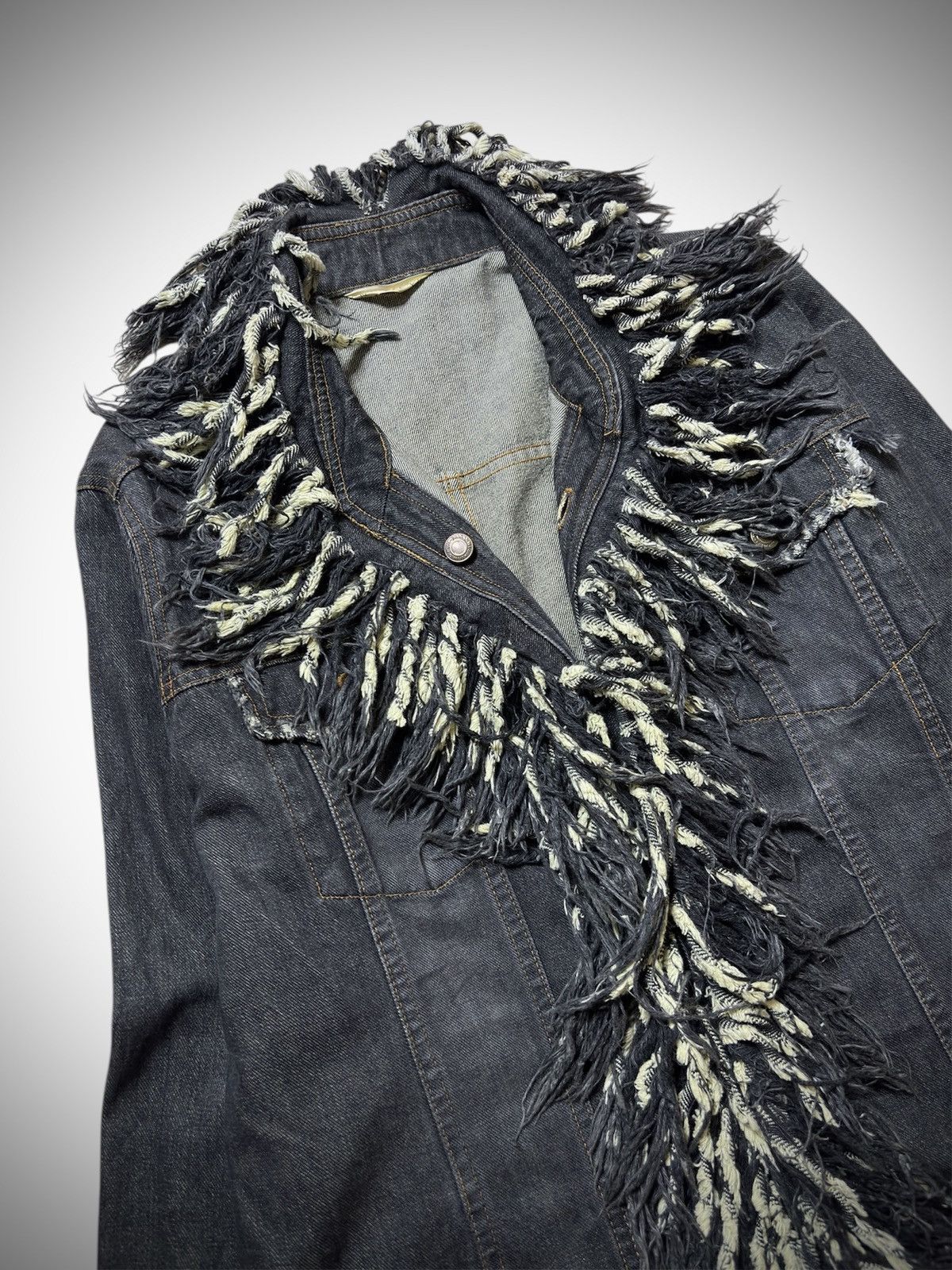 Japanese Brand 2000’s Petit a Petit - Denim Rip Fringe Size L / US 10 / IT 46 - 3 Thumbnail