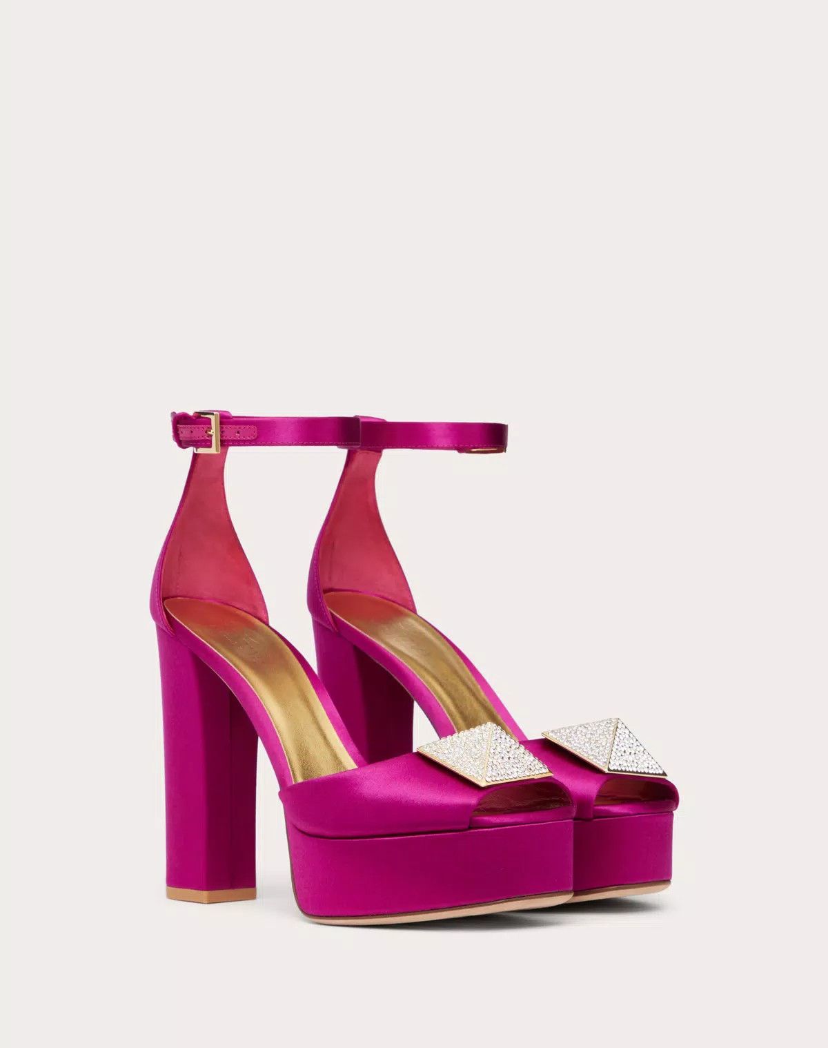 Valentino o1s1wg111125 One Stud Open-toe Satin Platform Pumps in Pink Size US 9.5 / IT 39.5 - 2 Thumbnail