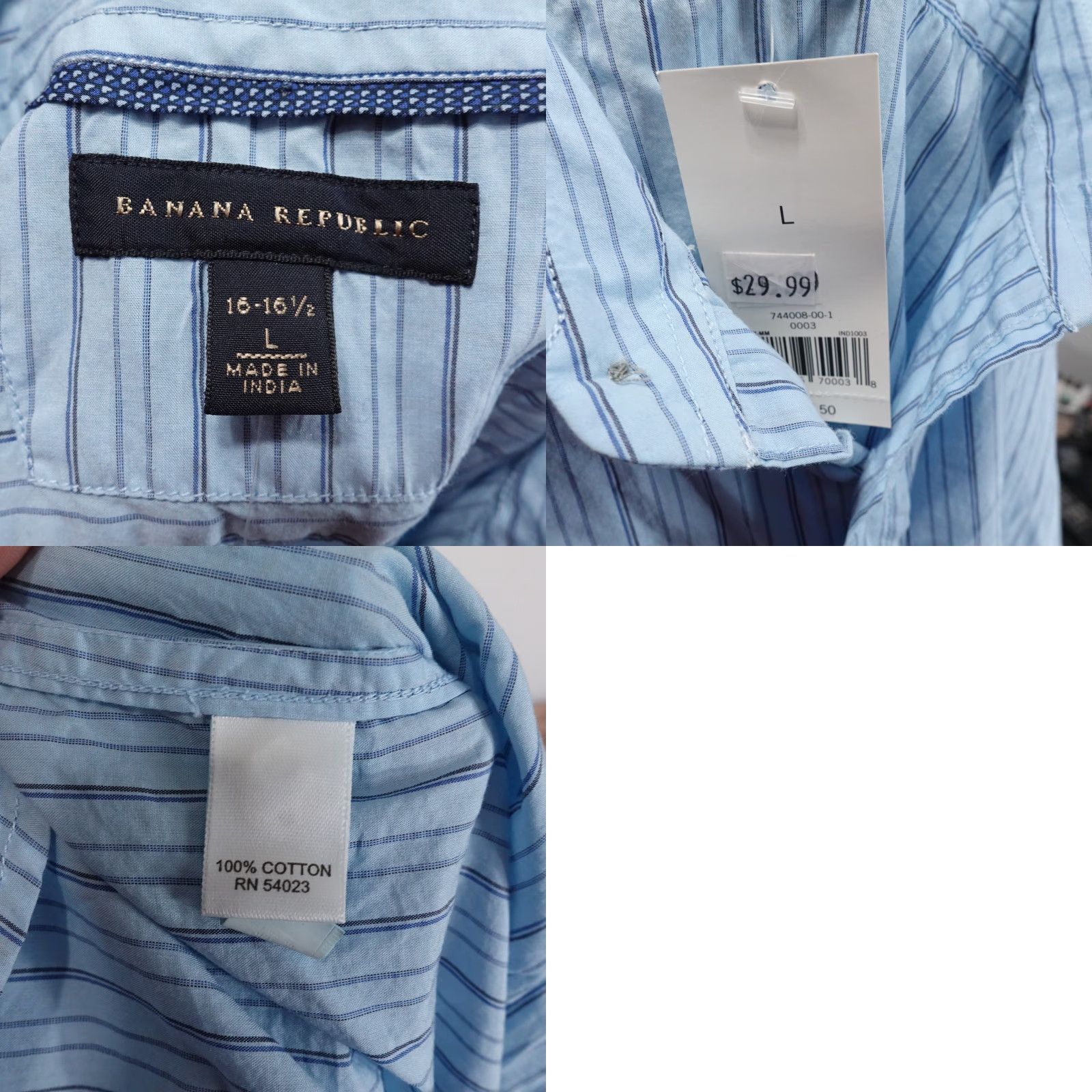 Banana Republic Vintage Banana Republic Long Sleeve Blue Striped Button-Down Shirt Men’s L Fall Casual Size US L / EU 52-54 / 3 - 8 Thumbnail