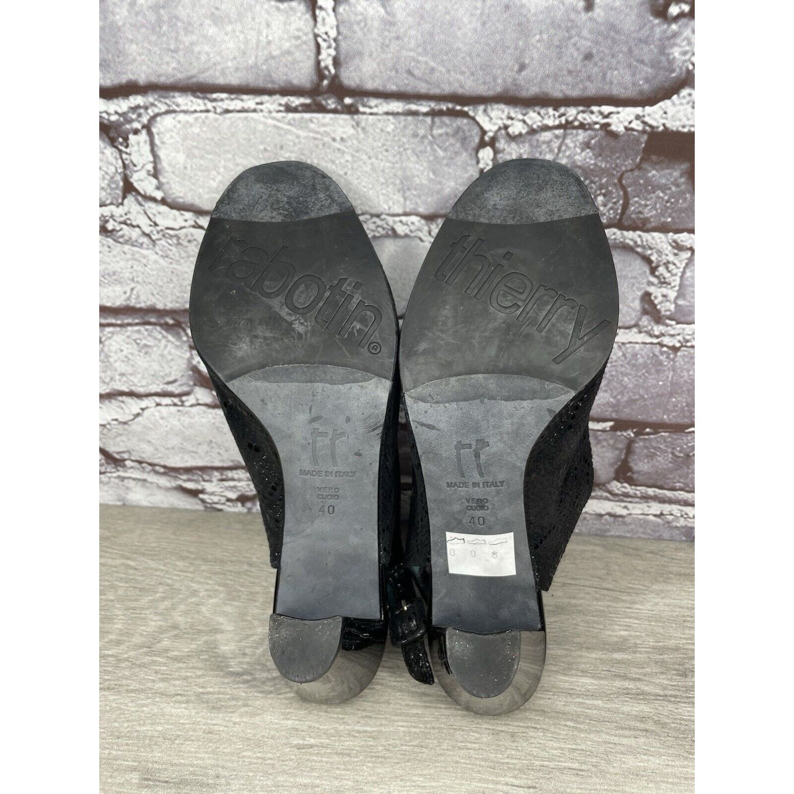 Other Thierry Rabotin Black Leather Snake Print Slingback Pump Hee Size US 9.5 / IT 39.5 - 15 Thumbnail