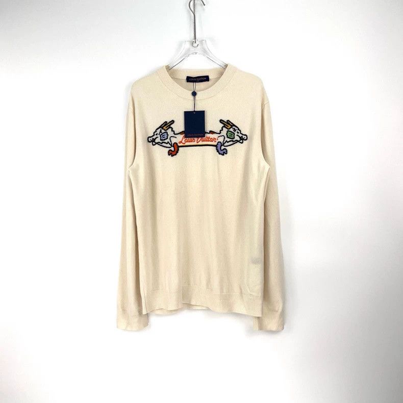 Louis Vuitton Louis Vuitton Beige cashmere sweater with two-headed dragon Size US XXL / EU 58 / 5 - 3 Thumbnail
