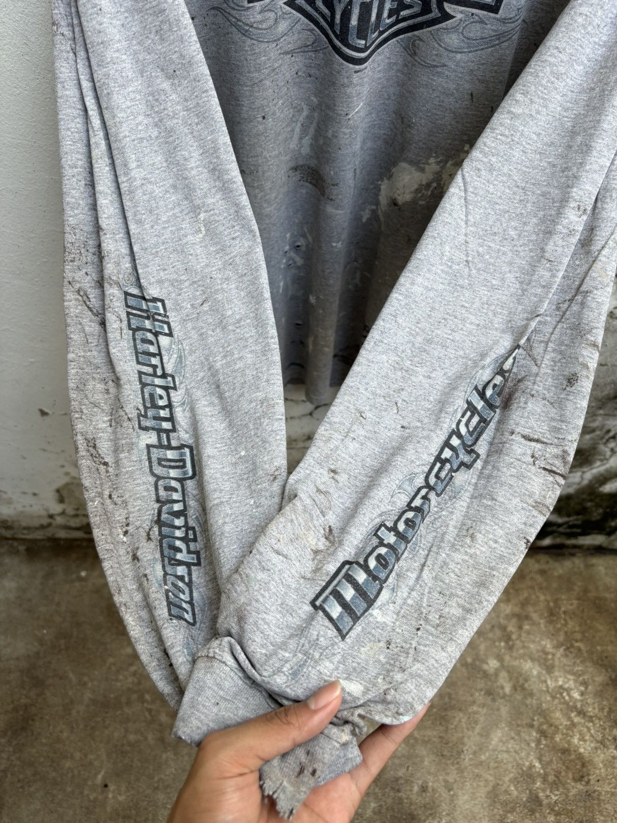 Harley Davidson Thrashed Distressed Harley Davidson Long Sleeve Size US XXL / EU 58 / 5 - 11 Thumbnail