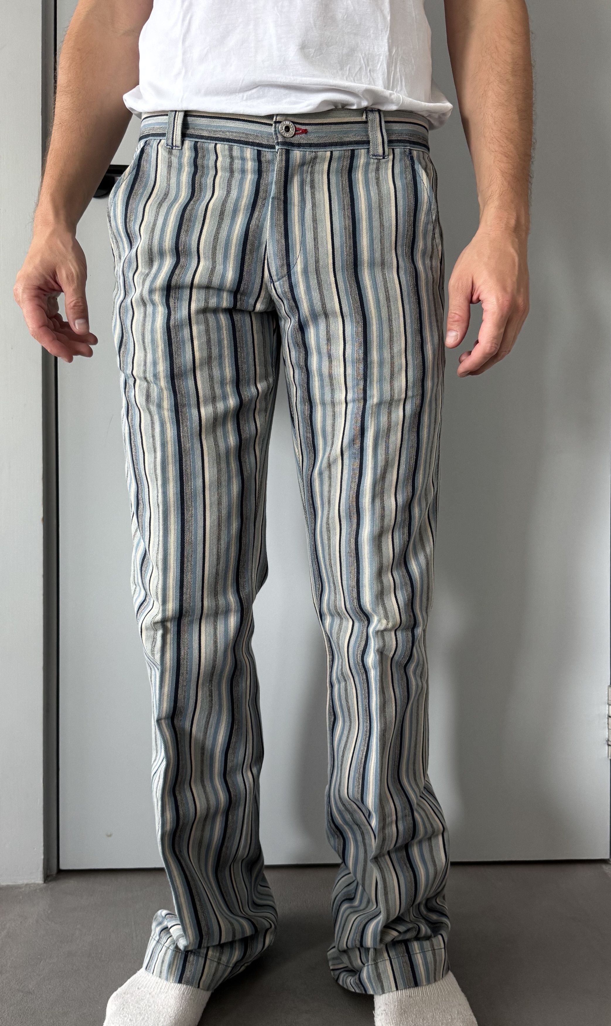 Vintage Energie Striped Bell Bottom Flared Jeans