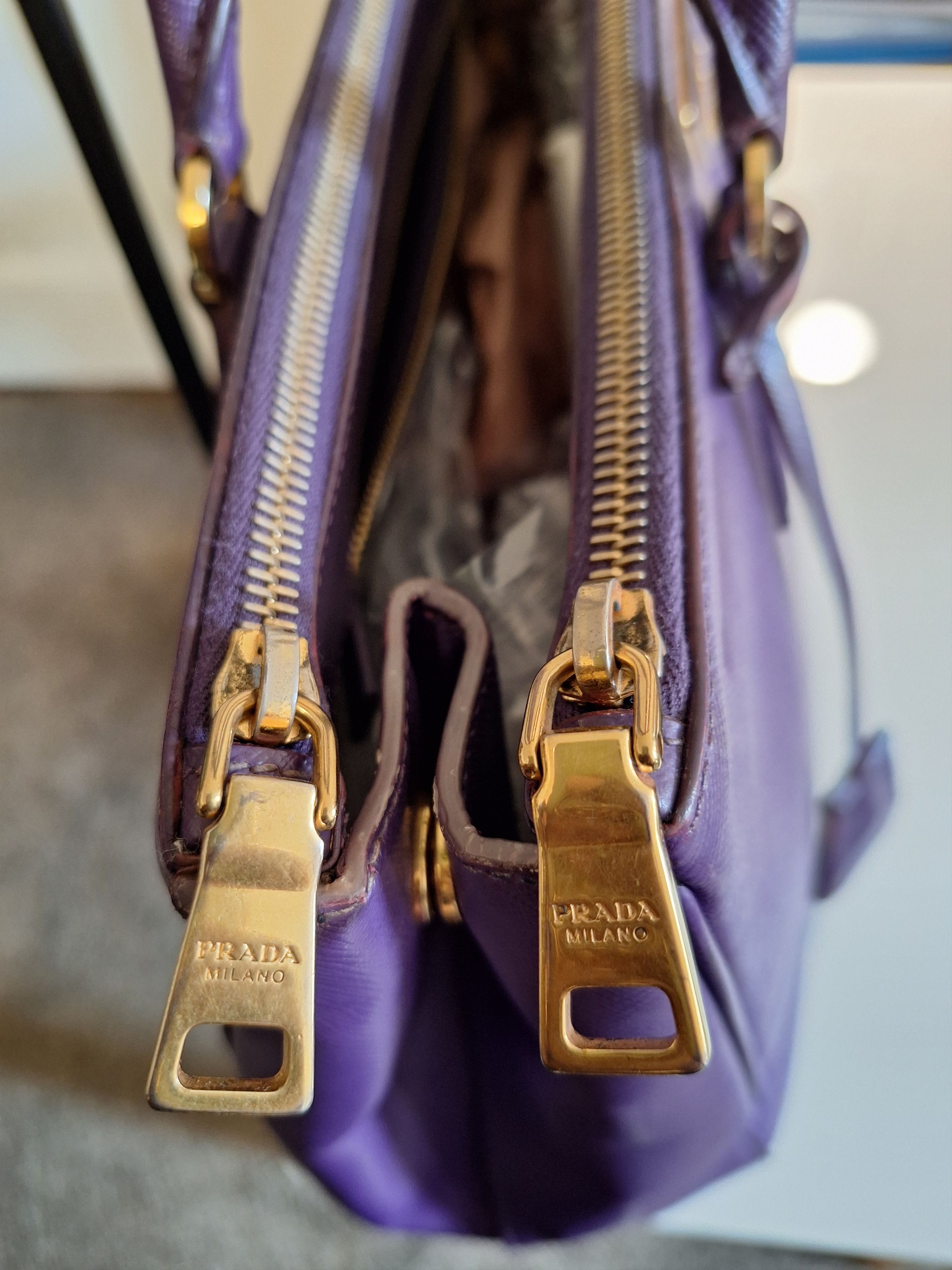 Prada Prada Purple Saffiano Lux Leather Galleria Satchel Tote Size ONE SIZE - 3 Thumbnail