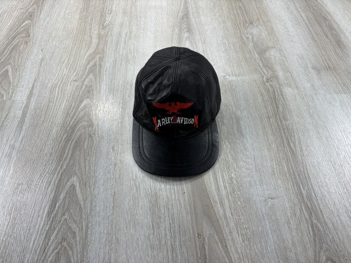 Vintage Mens leather cap Harley Davidson Size ONE SIZE - 1 Thumbnail