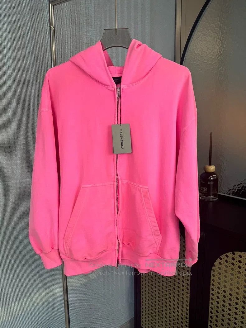 Balenciaga Balenciaga Mud-Dyed Old-School Embroidered Logo Pink Hoodi Size US XS / EU 42 / 0 - 1 Thumbnail