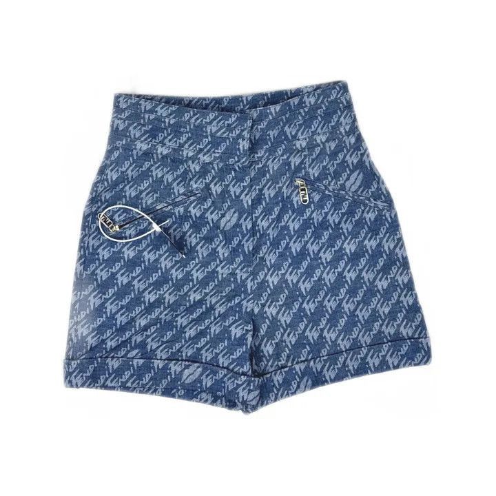 Fendi Fendi Logo Print High-Waisted Shorts for Women -2508 Size 39" - 2 Thumbnail